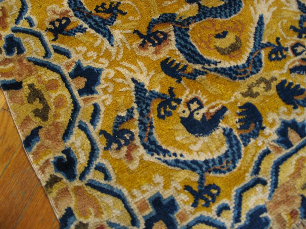 Late 19th Century Antique Golden Ningxia Rug For Sale