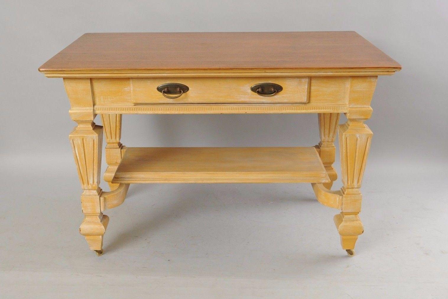 Antique Golden Oak Desk Hall Table Console Mission Arts & Crafts One Drawer 3