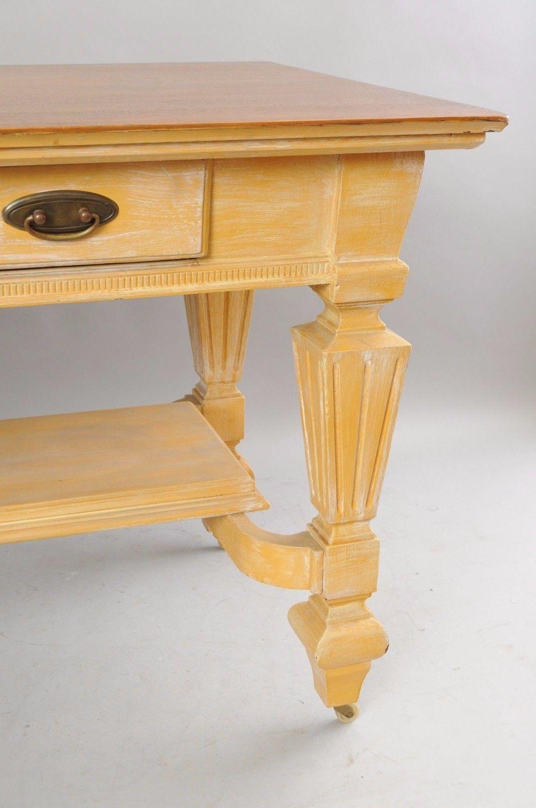 Antique Golden Oak Desk Hall Table Console Mission Arts & Crafts One Drawer In Good Condition In Philadelphia, PA