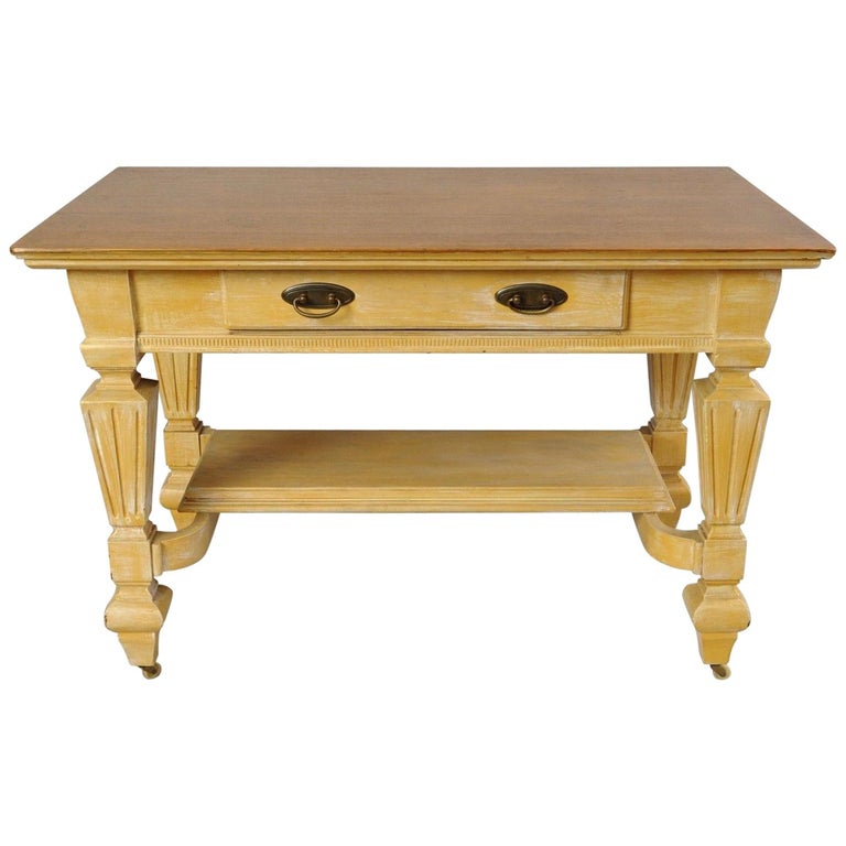 Antique Golden Oak Desk Hall Table Console Mission Arts And Crafts