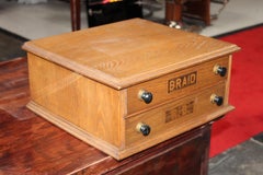 Antique Golden Oak Dexter Braid 2-Drawer Spool Cabinet