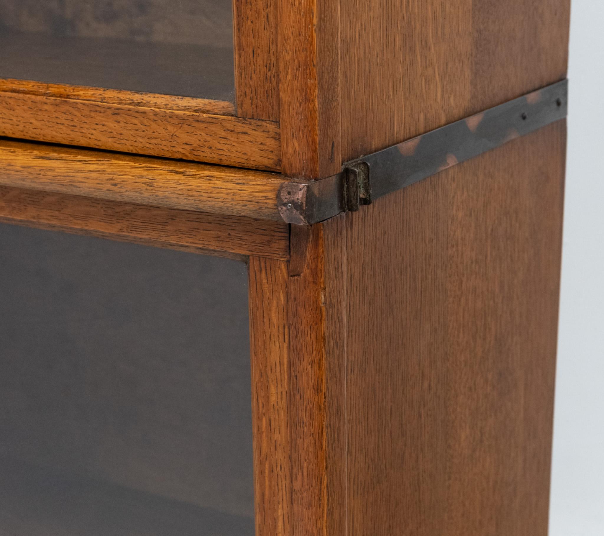 Antique Golden Oak English Globe Wernicke  Five Section Bookcase With Drawer 12
