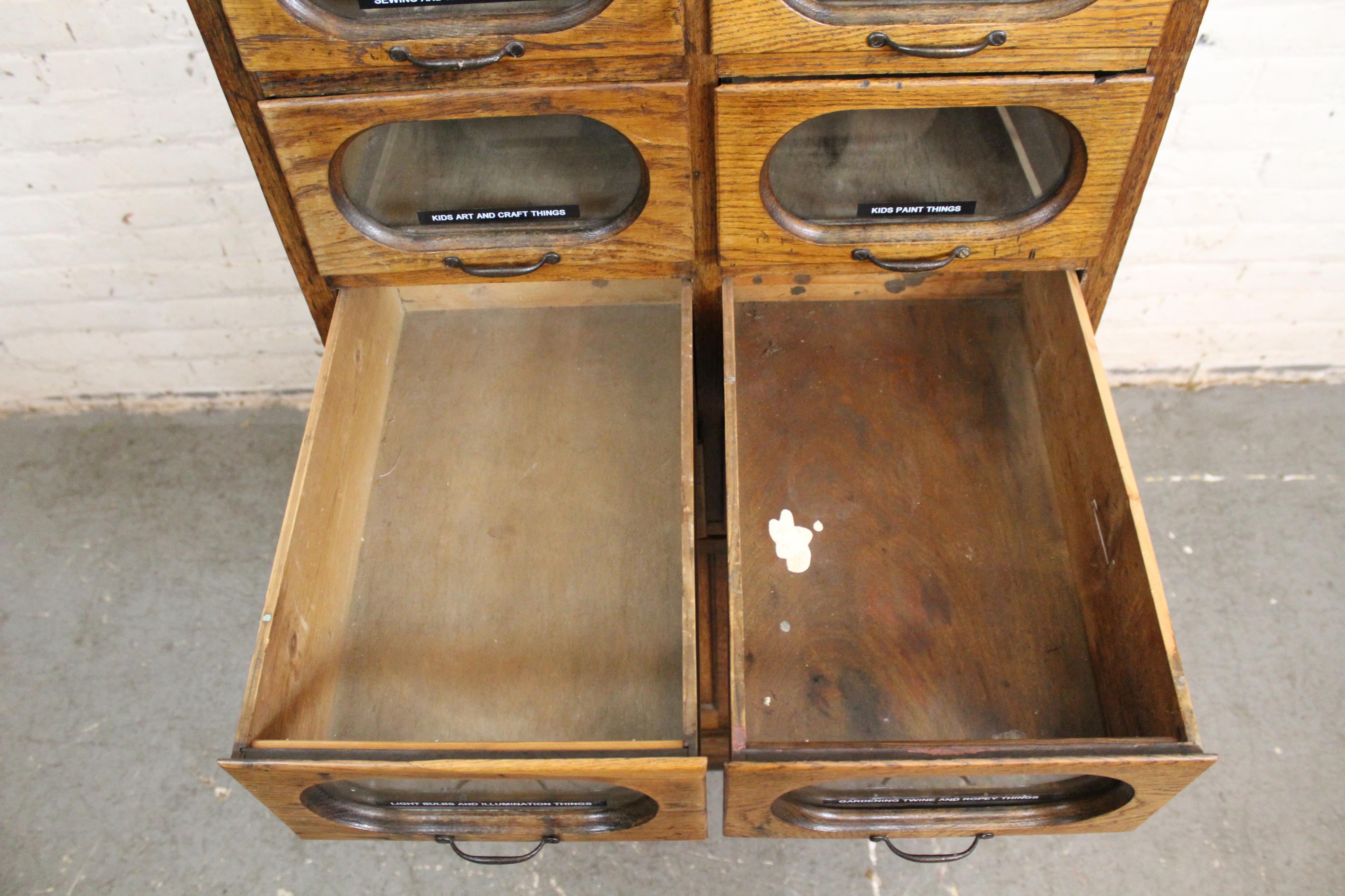 Antique Golden Oak Haberdashery Cabinet by Dudley & Co. England 5