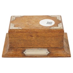 Antique Golden Oak Jewelry Box, Arts & Crafts, Card Box, Scotland 1910, H1082