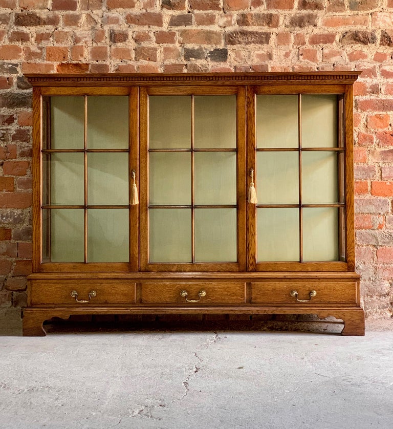 Antique Golden Oak TwoDoor Glazed Bookcase England, circa 1920 at 1stDibs