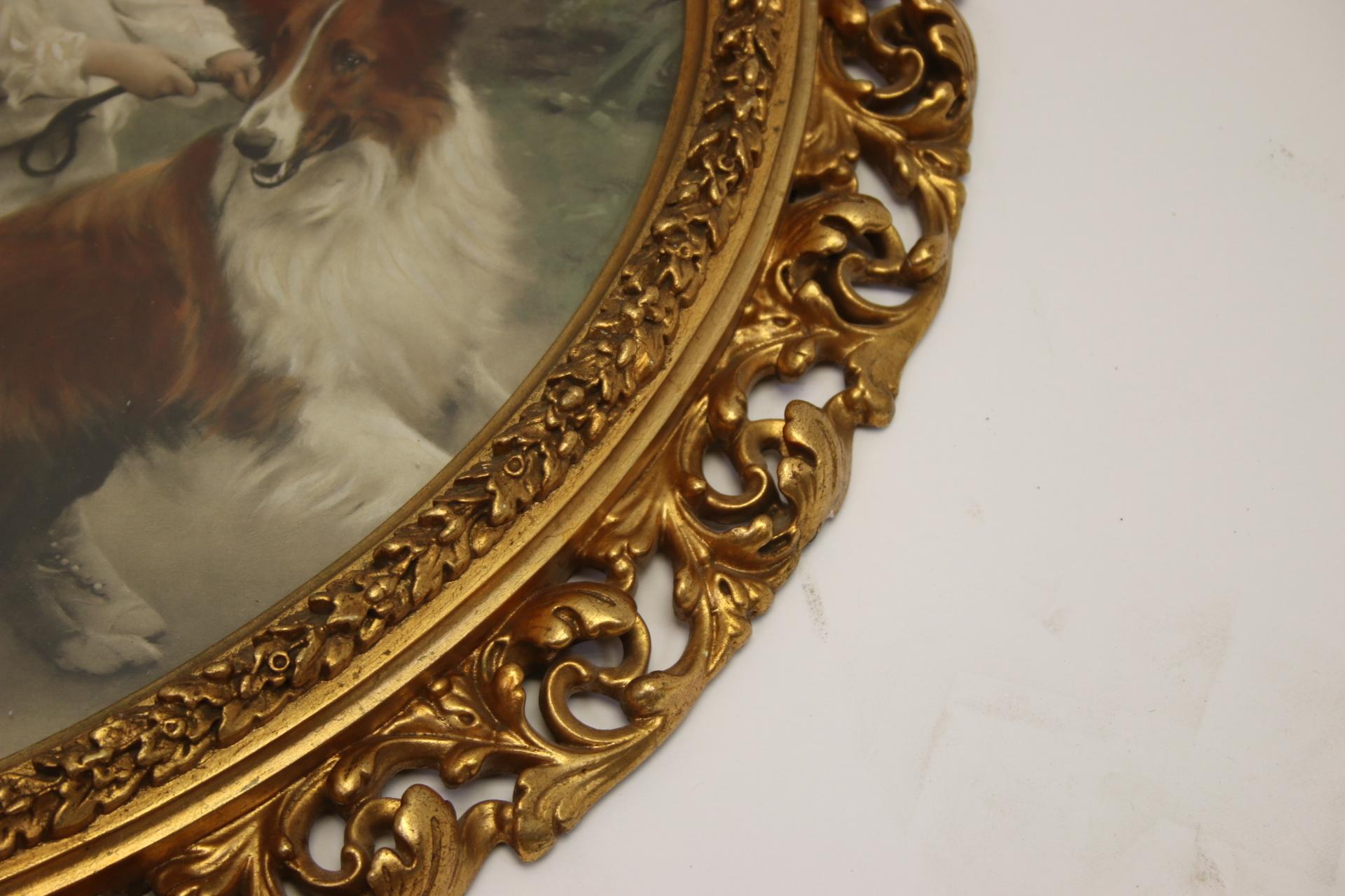 Antique Golden Oval Wooden Frame 'Love at the First Sight'  Arthur John Elsley For Sale 3