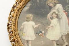 Antique Golden Oval Wooden Frame 'Love at the First Sight'  Arthur John Elsley