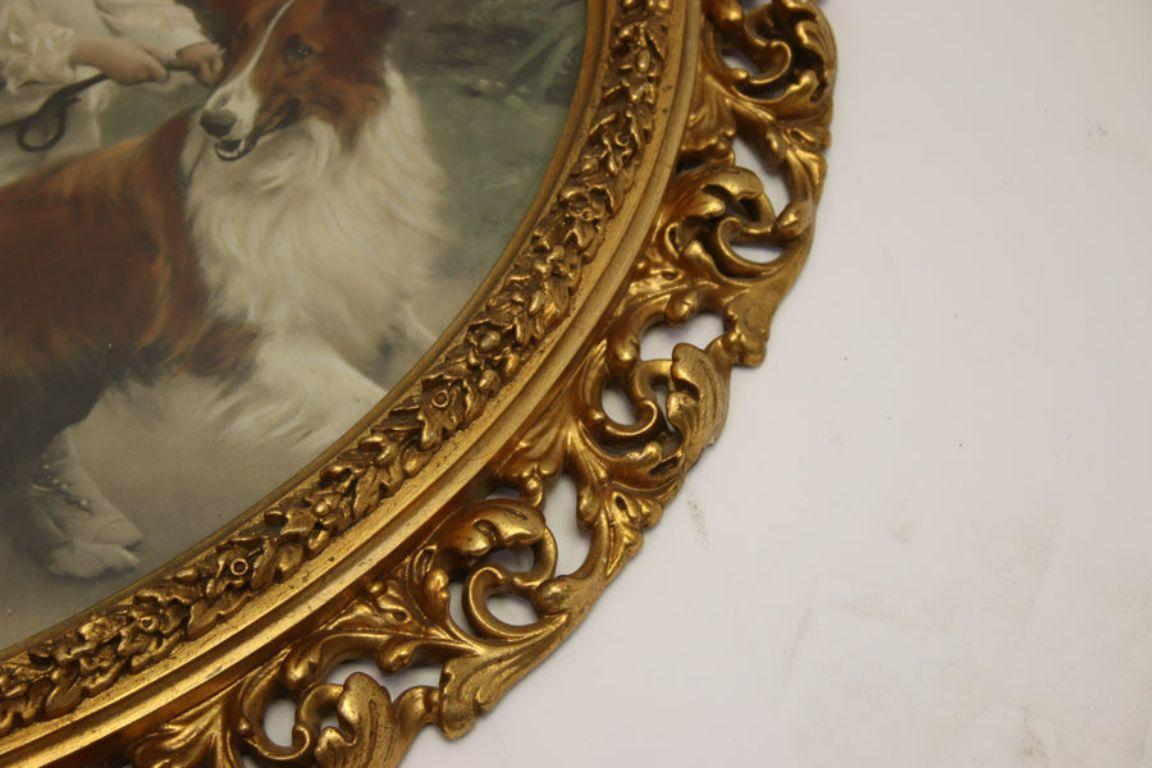 Victorian Antique Golden Oval Wooden Frame 'Love at the First Sight'  Arthur John Elsley  For Sale