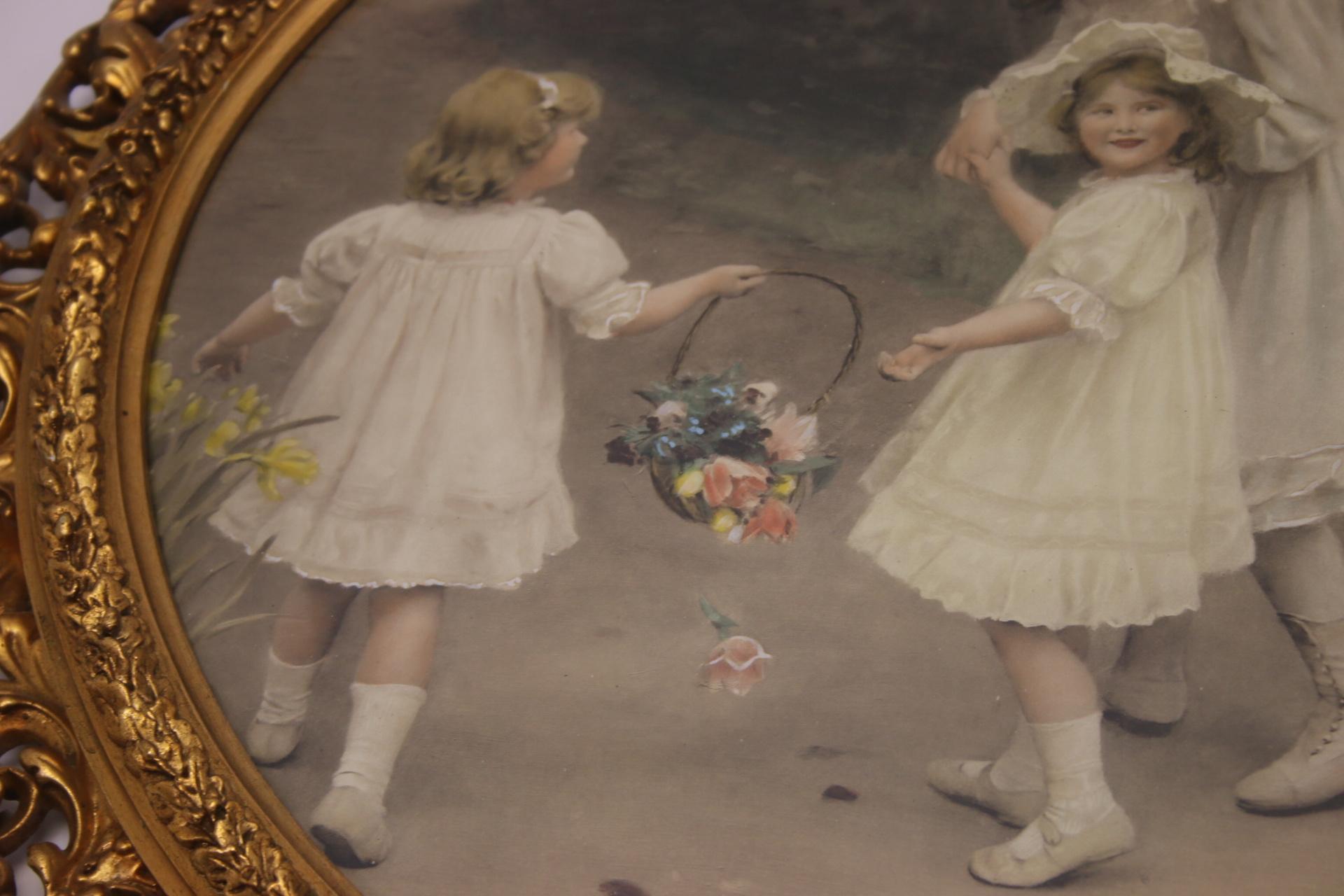 Antique Golden Oval Wooden Frame 'Love at the First Sight'  Arthur John Elsley For Sale 2