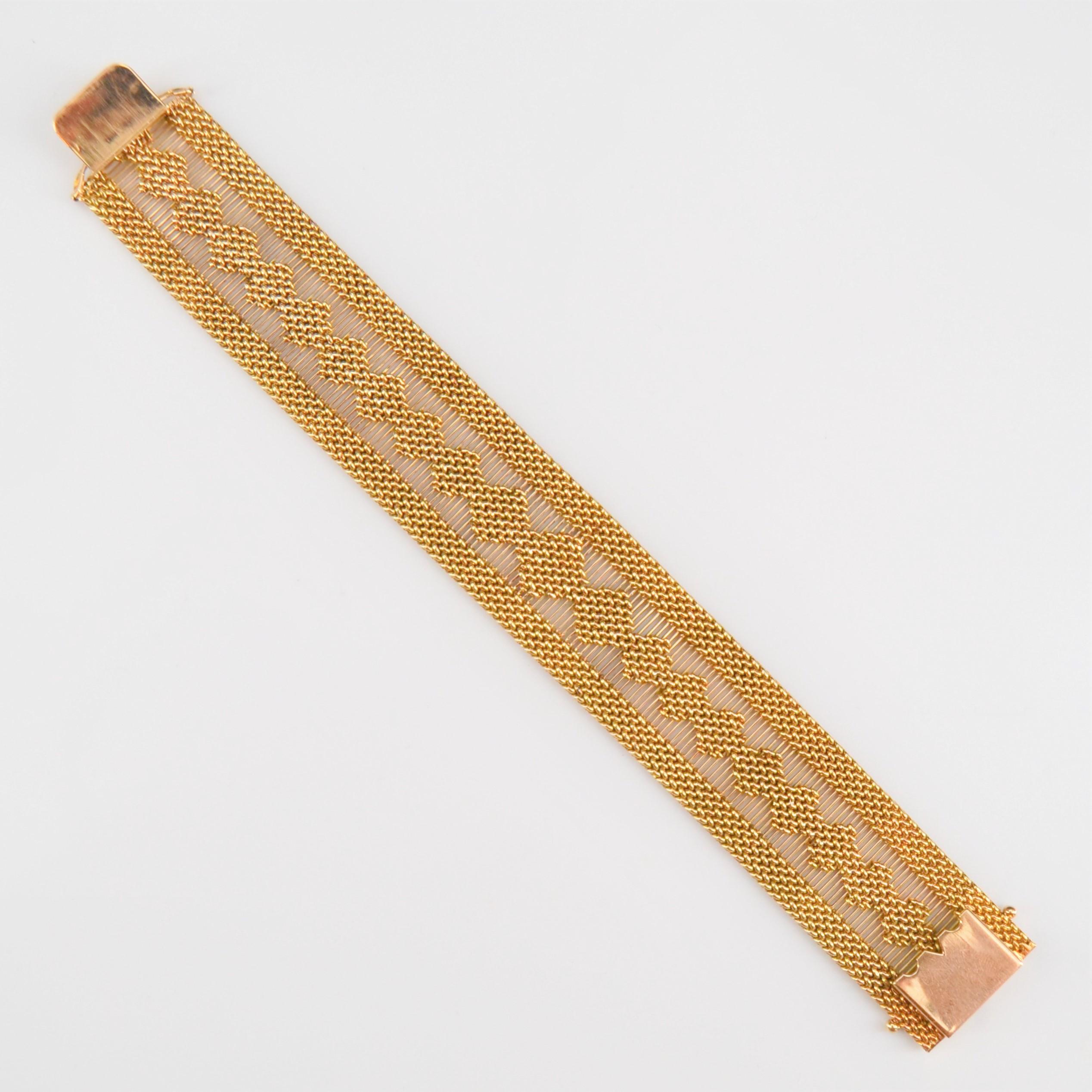 1960s Retro 18 Karat Yellow Gold Woven Bracelet For Sale 1