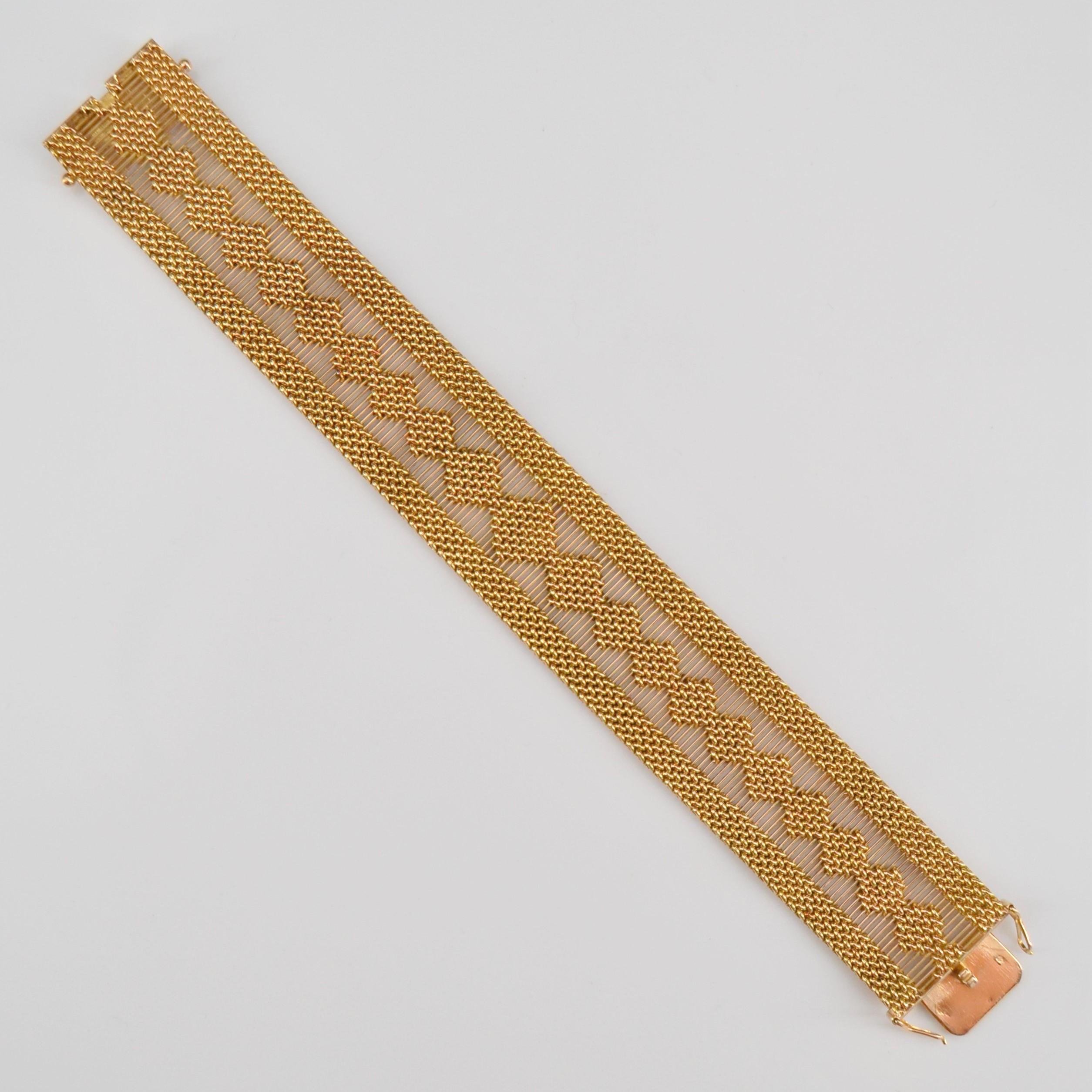 1960s Retro 18 Karat Yellow Gold Woven Bracelet For Sale 2