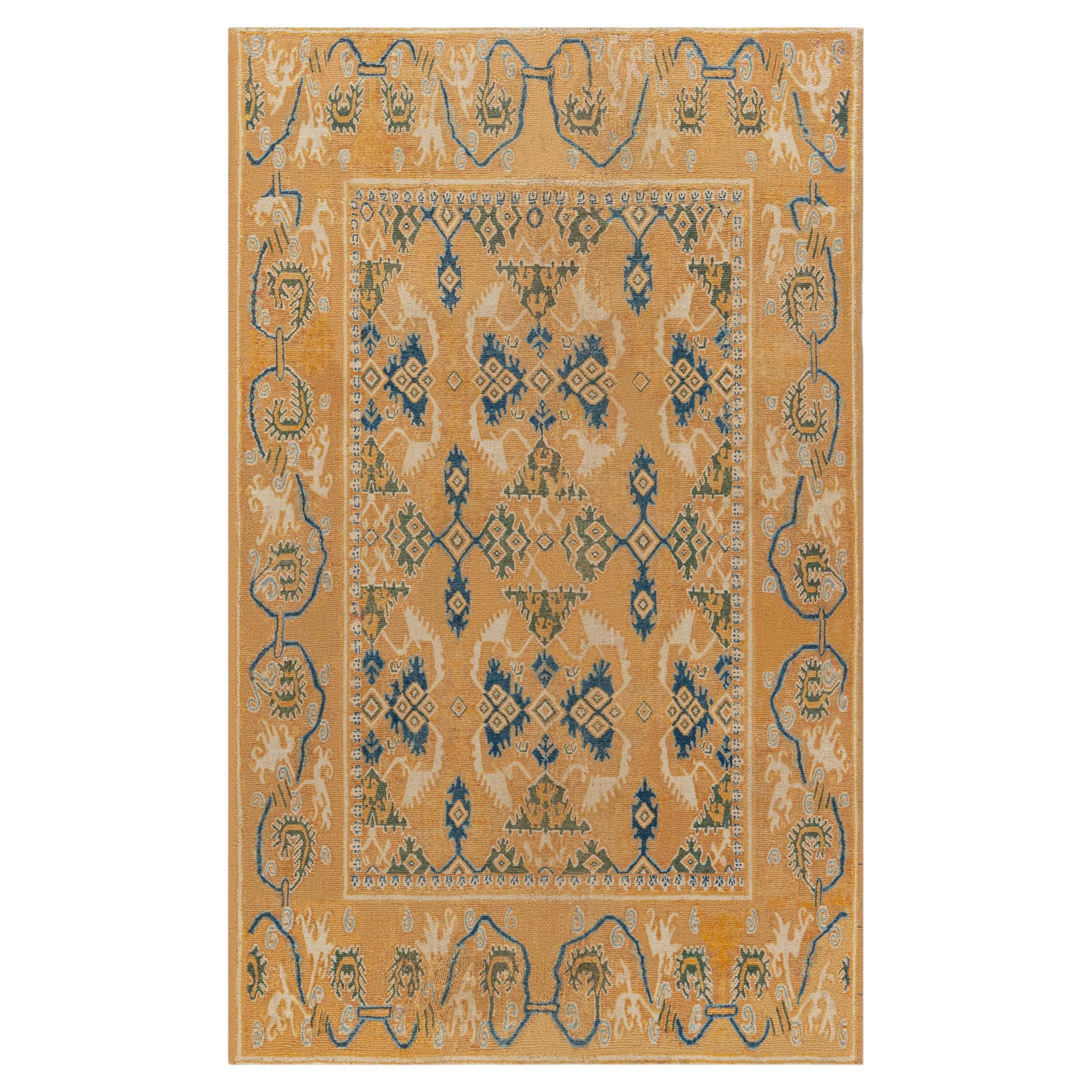 Tapis ancien de couleur beige doré (dimensions adaptées) – Cuenca, fin du XVIIe siècle en vente