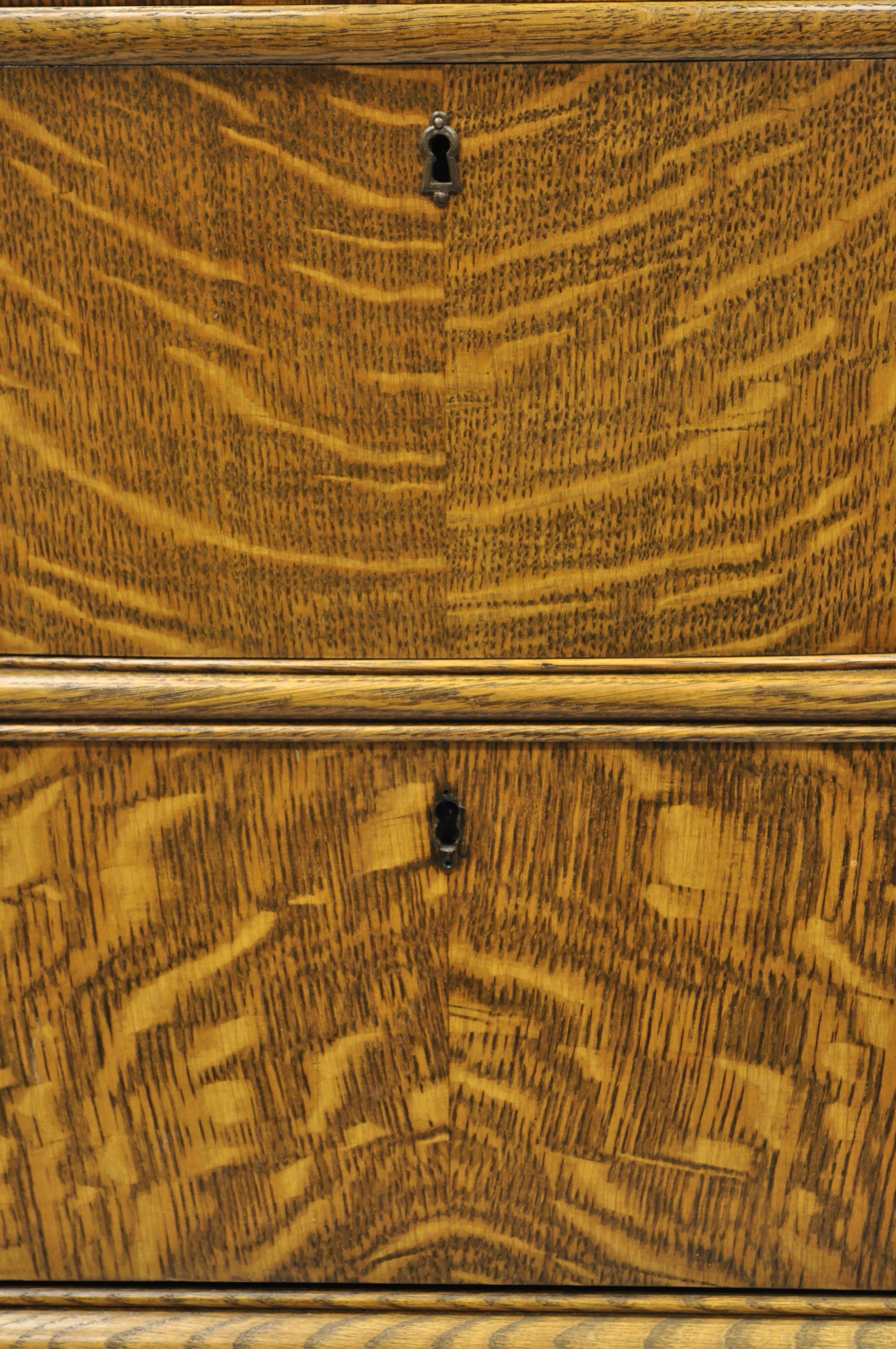 Antique Golden Tiger Oak Victorian Paw Foot Sideboard Buffet Lions & Mirror Back 2