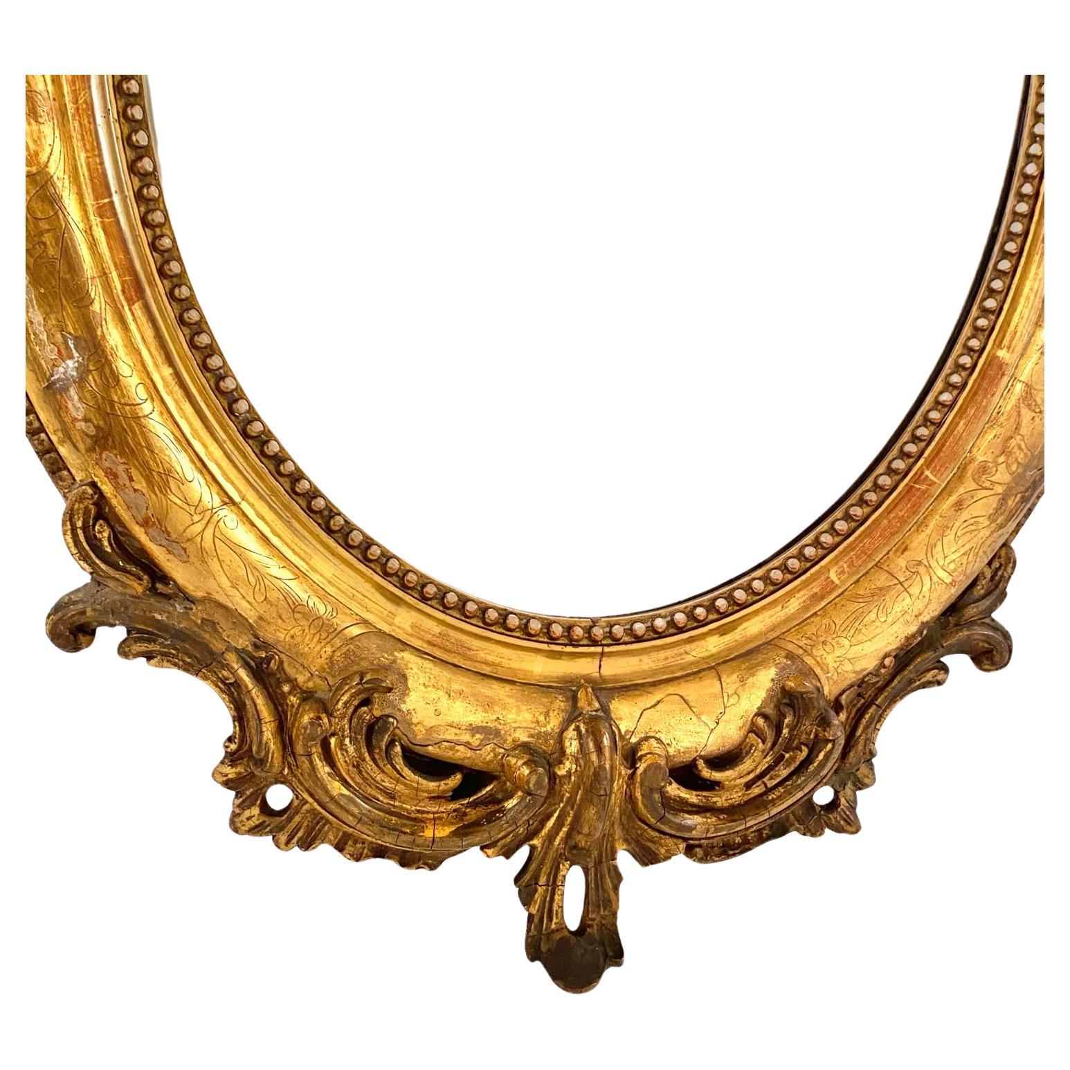Neoclassical Antique golden wall mirror, Italy 1850s For Sale