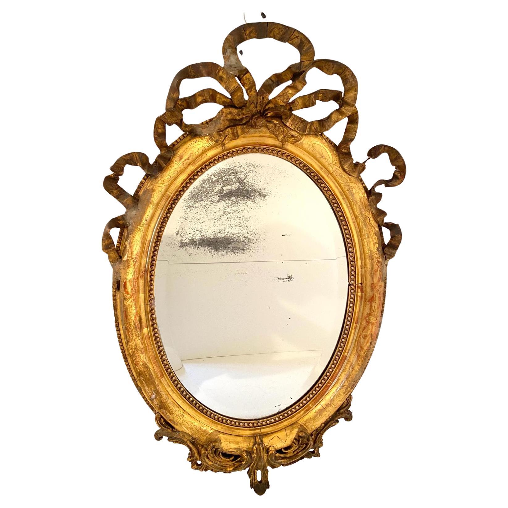 Antique golden wall mirror, Italy 1850s For Sale 2