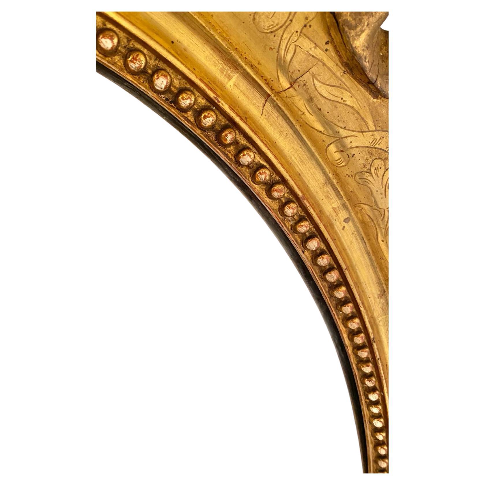 Italian Antique golden wall mirror, Italy 1850s For Sale