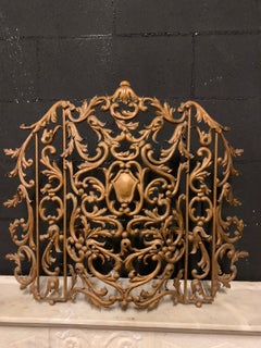 Antique Golden Wrought Iron Spark Arrester, Central Shield, 20th Century, Italy