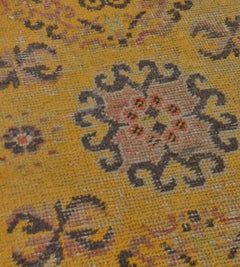 Antique Golden-Yellow Traditional Wool Hand-Knotted Khotan Rug