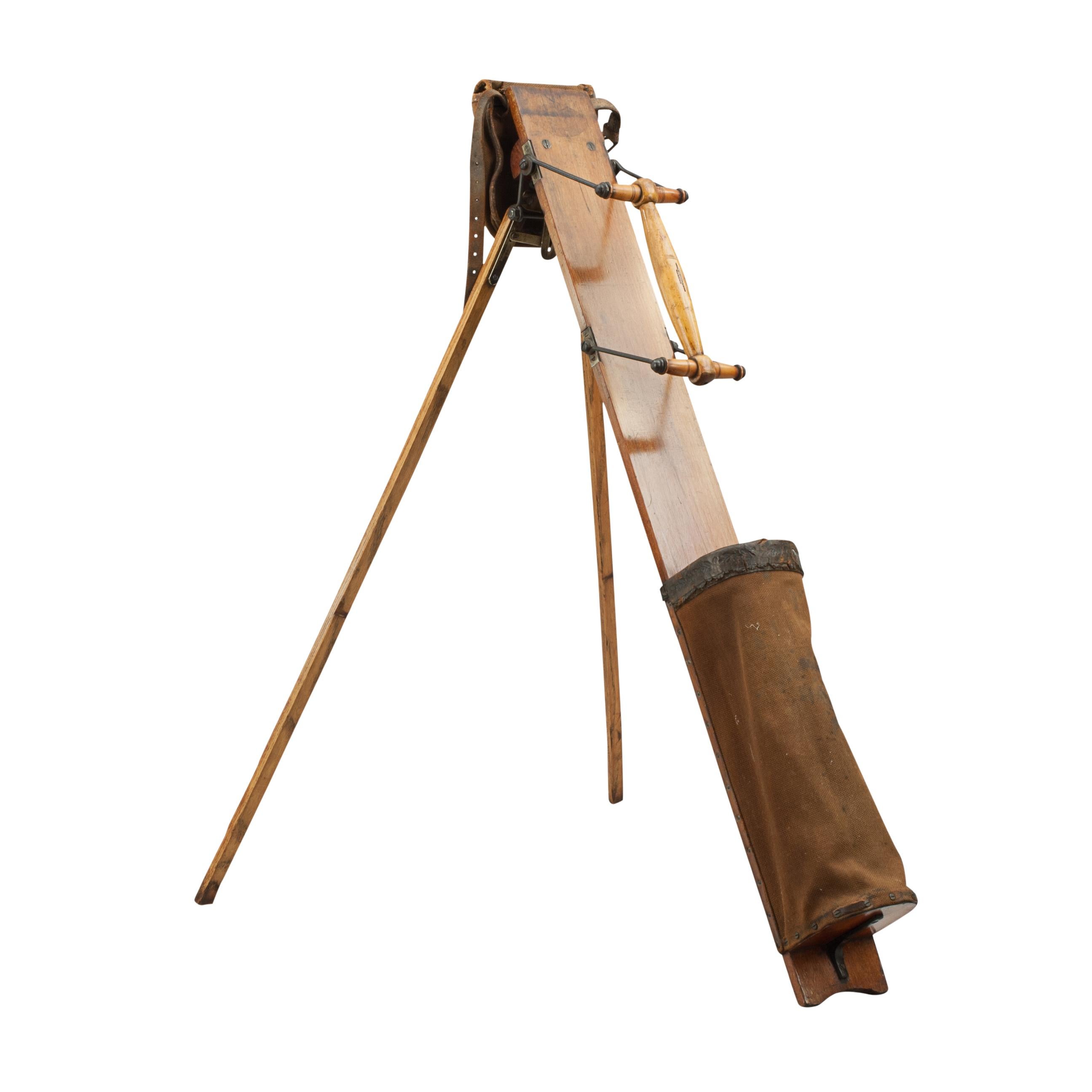 Antique Caddie Golf bag, George Bussey Automaton Caddie.
A wonderful example of an early auto caddy by George Bussey, in exceptional condition. This is a rare find indeed as very few of these bags have survived, and they are difficult to obtain. To