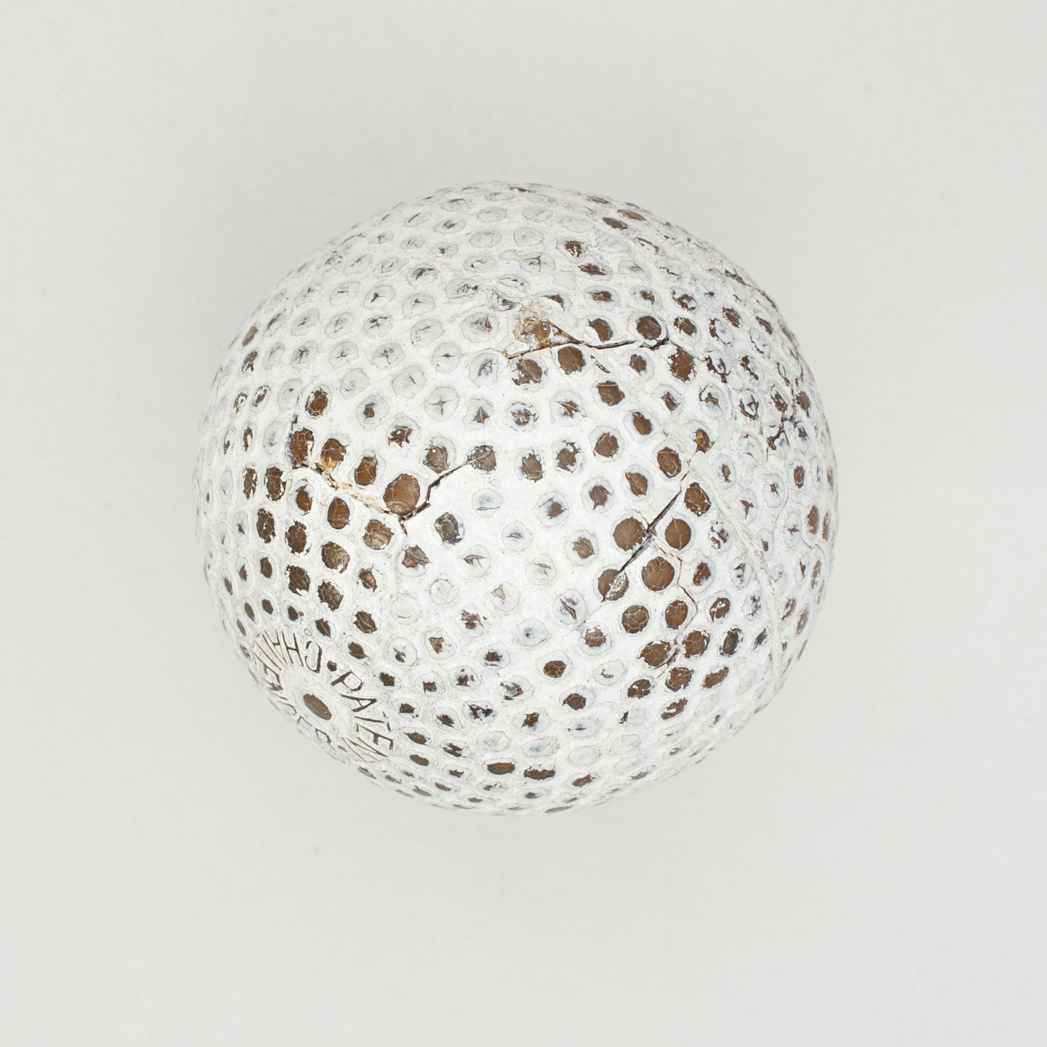 A good example of a 'Challenger' bramble patterned rubber core golf ball. The golf ball is in good condition and is manufactured by Cochrane, first as a gutty and then later as a rubber core ball. The ball is marked 'Patent. Challenger' on both