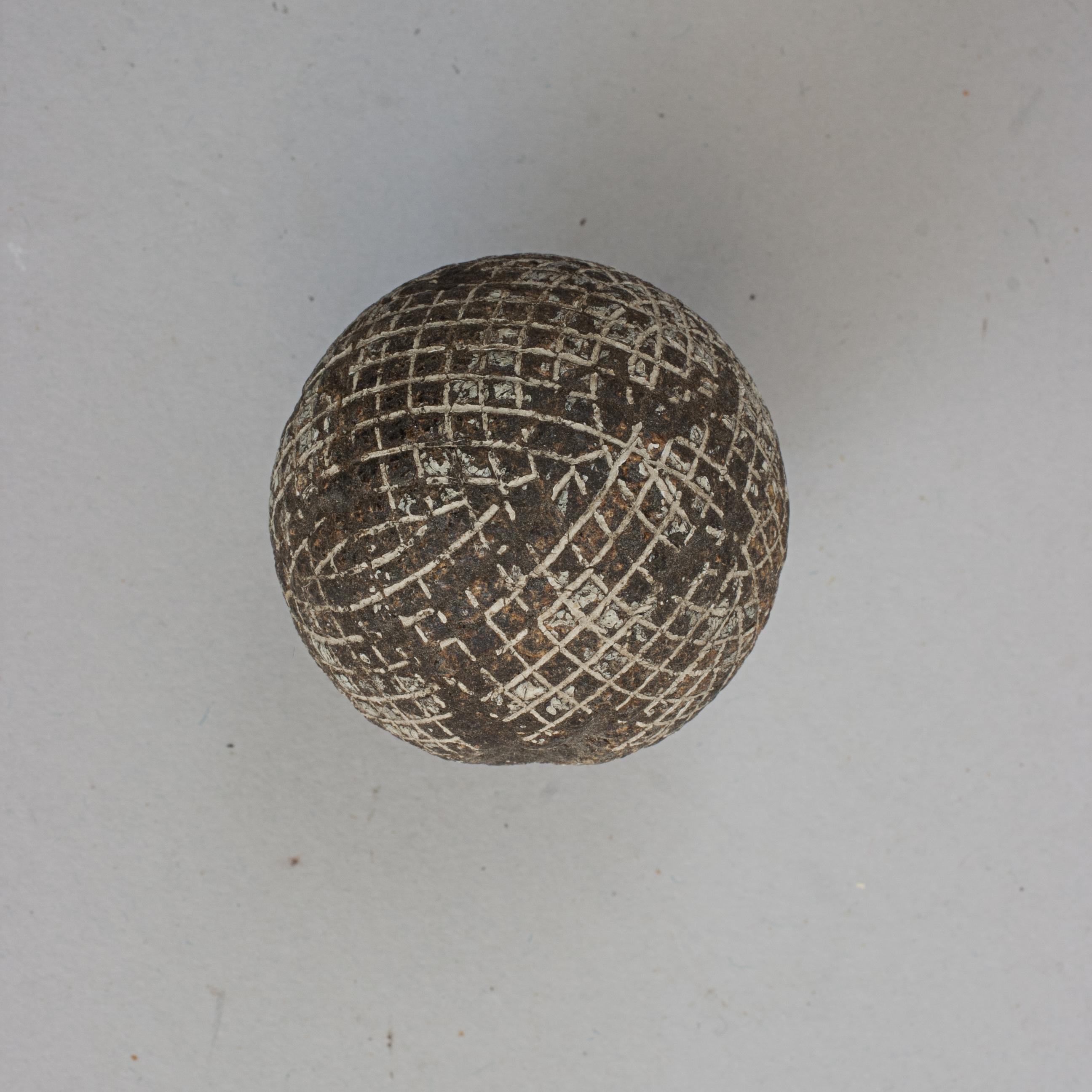 Antique Golf Ball, Gutta Percha Mesh Pattern. Gutty Ball. For Sale at