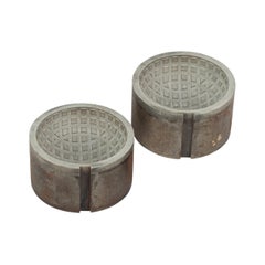 Antique Golf Ball Mould, Square Mesh Pattern.