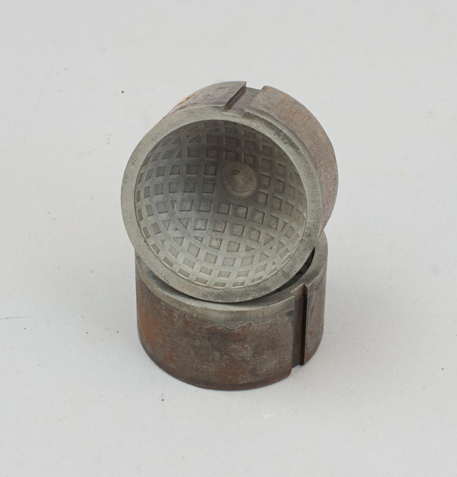 Antique Golf Ball Mould, Square Mesh Pattern. For Sale 1