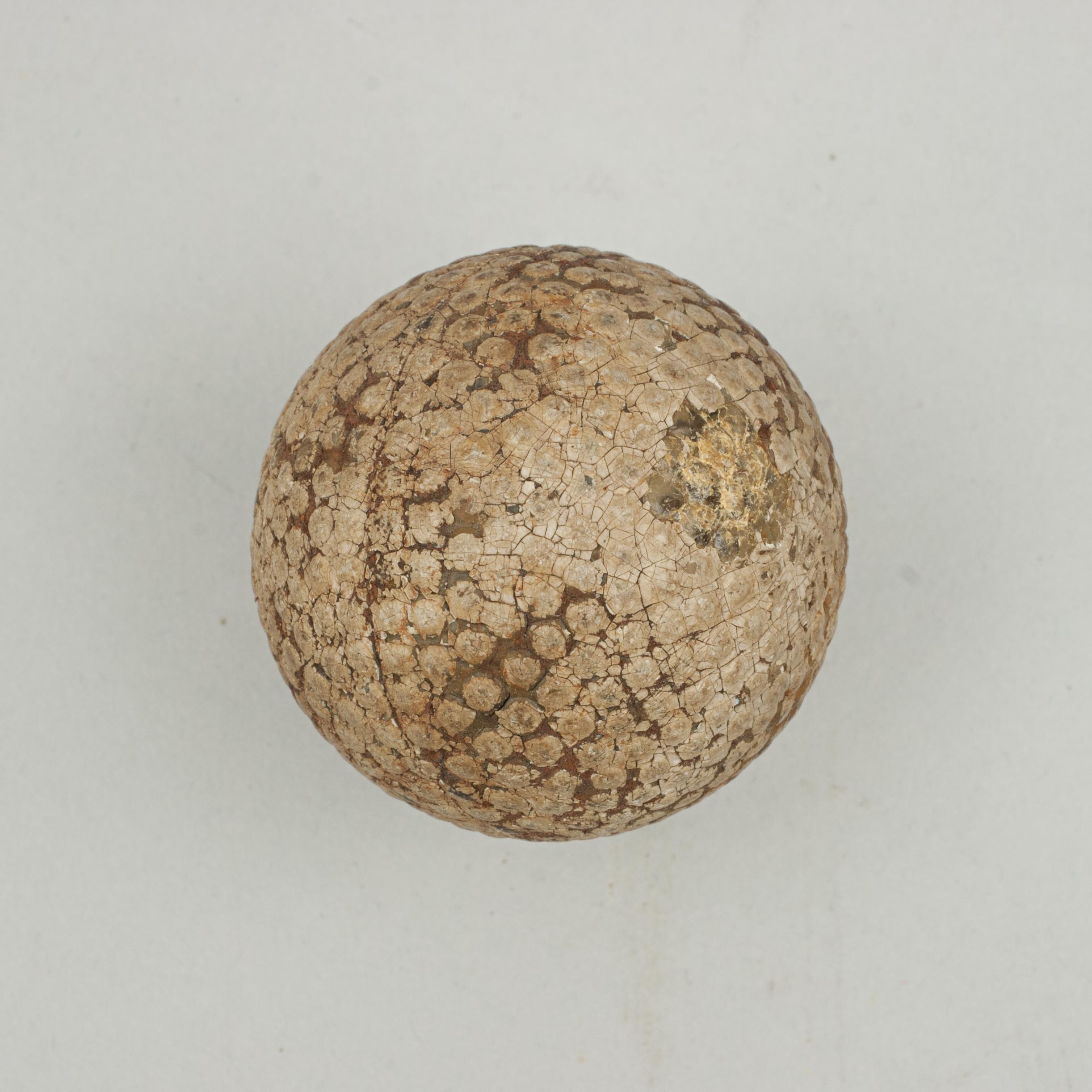 British Antique Golf Ball, St. Mungo Patent Colonel Bramble Pattern Golf Ball For Sale
