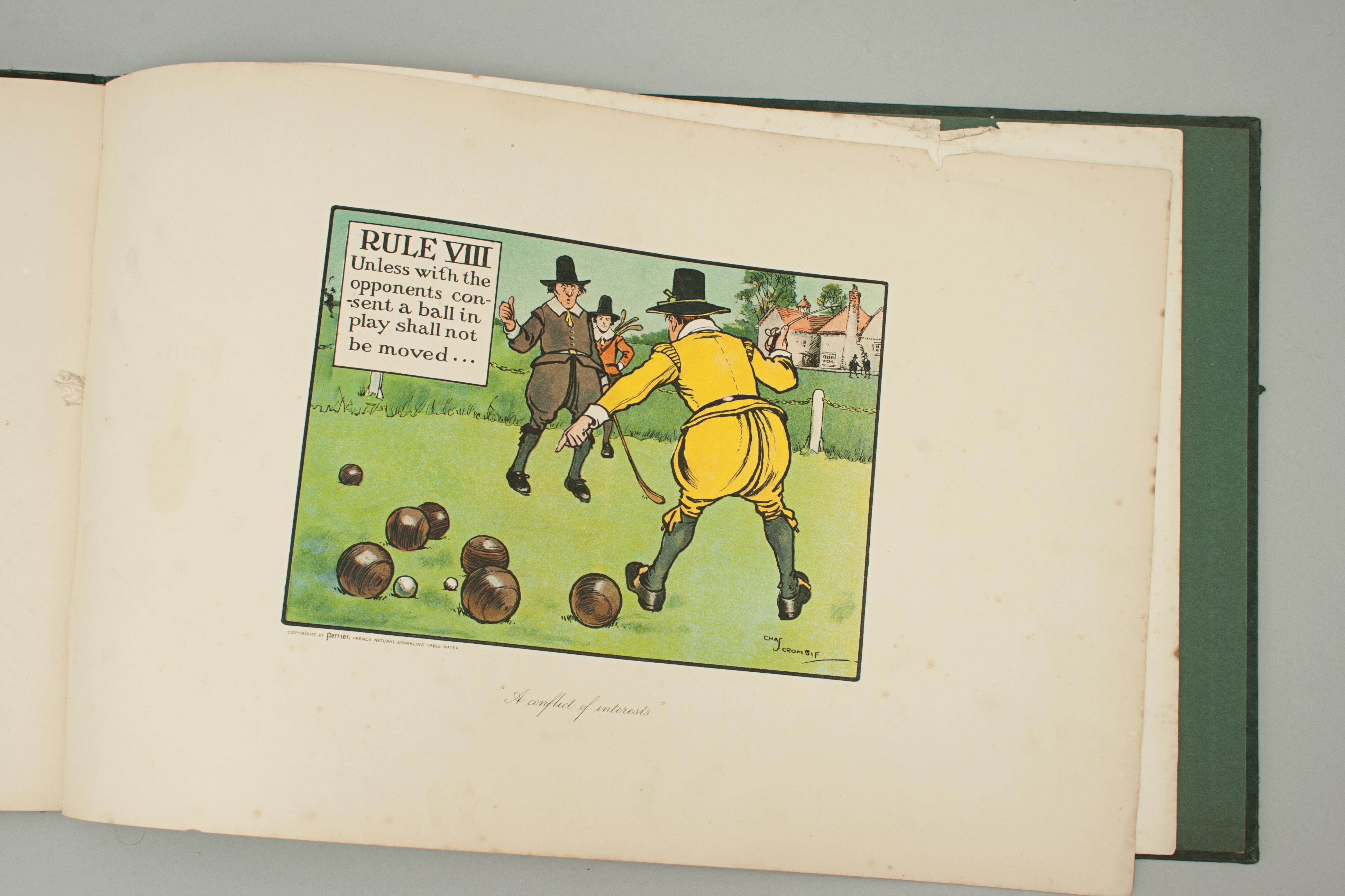 Antique Golf Book, Rules of Golf Illustrated by Charles Crombie, Perrier 6
