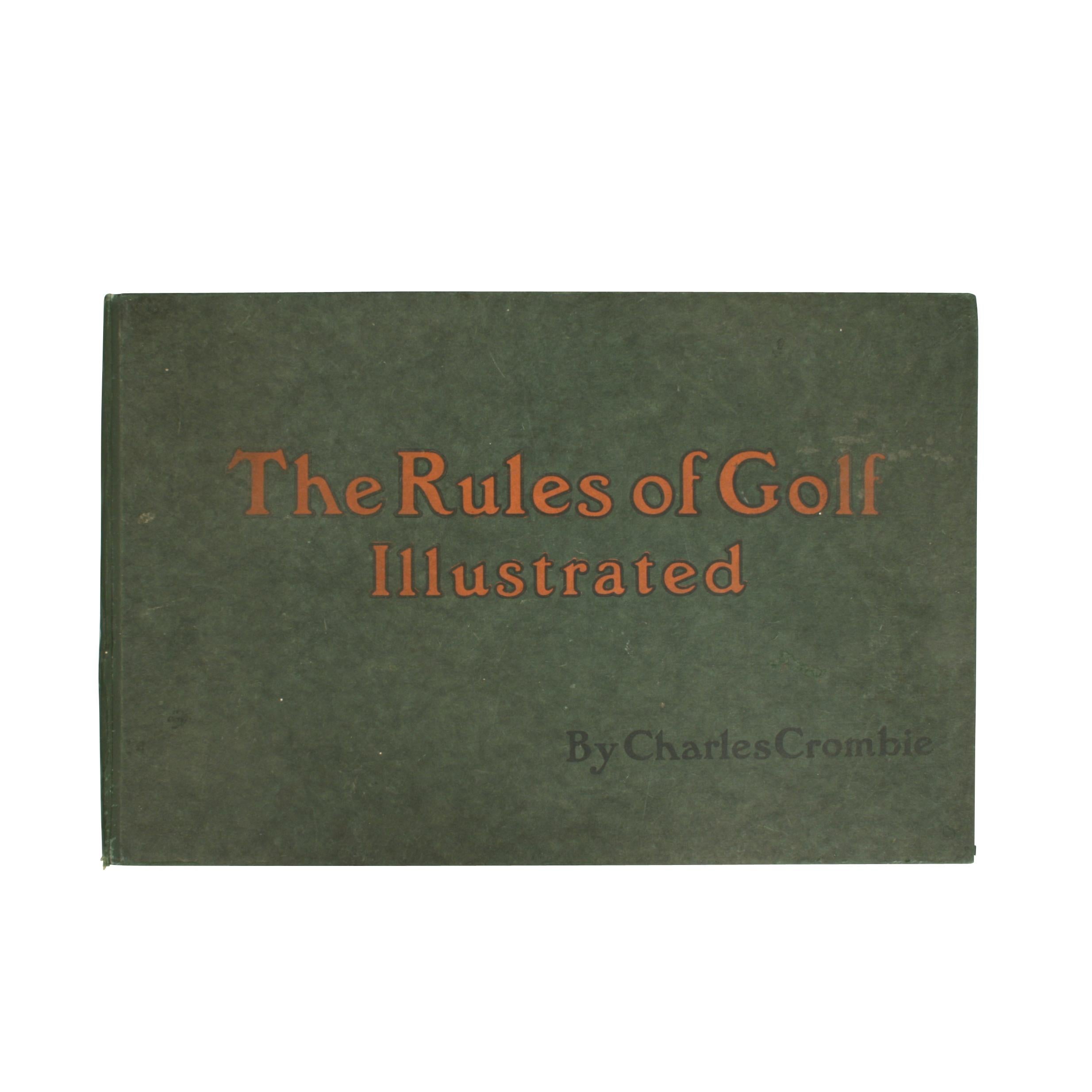 Perrier golf book, Charles Crombie Rules of Golf.
An original Perrier Rules of Golf, Illustrations by Charles Crombie. The wonderful book contains the full 24 humorous chromolithographic illustrations and are bound in the green hardback folder with