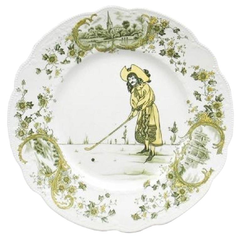 Antique Golf, Ceramic Plate with Golf Scene, Royal Doulton