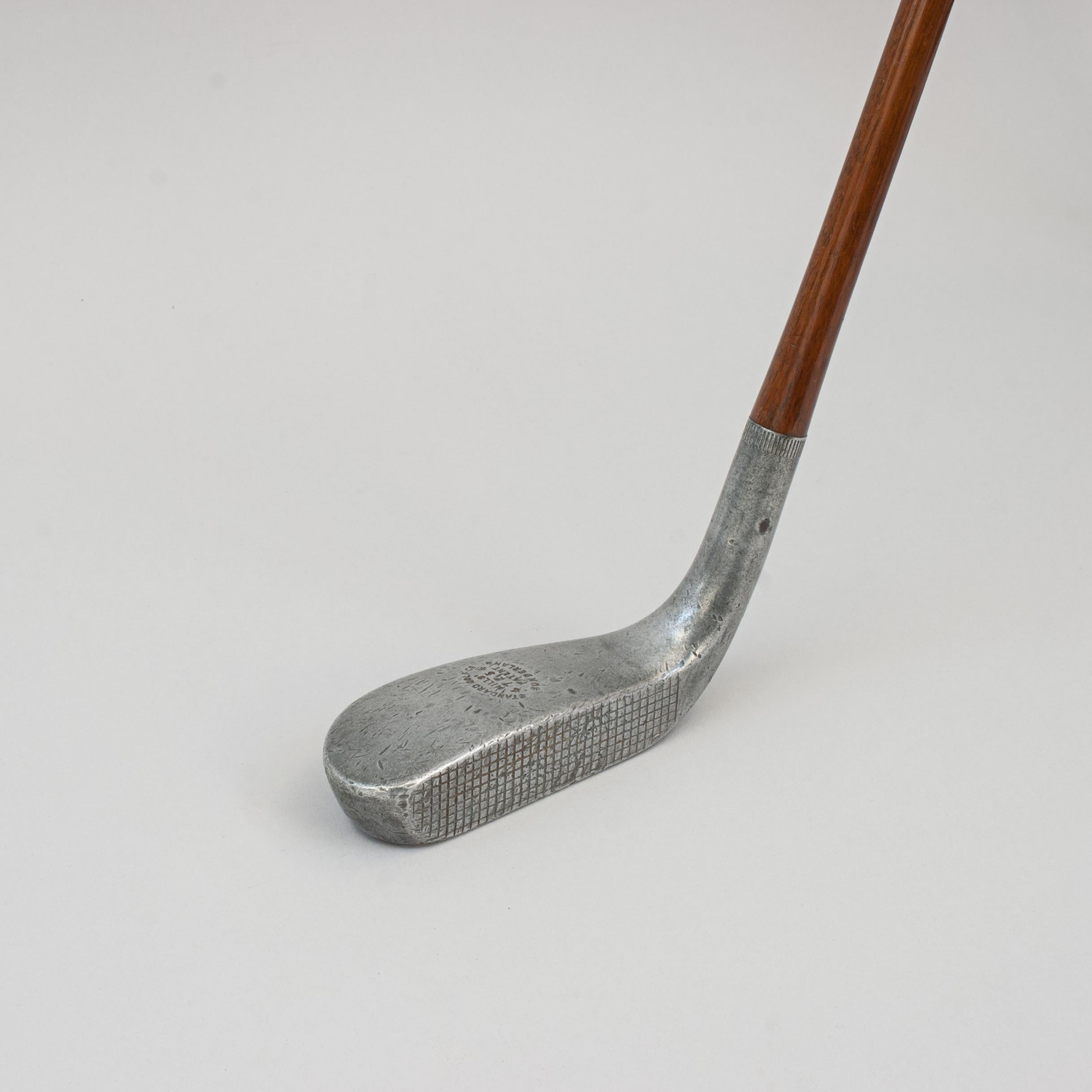 Vintage Hickory Golf Club, Braid Mills Long Nose Putter.
A good example of an aluminium longnose Braid Mills putter by the Standard Golf Co. The top of the head is stamped 'STANDARD GOLF Co., MILLS' 47254, PATENT, SUNDERLAND', whilst the underside