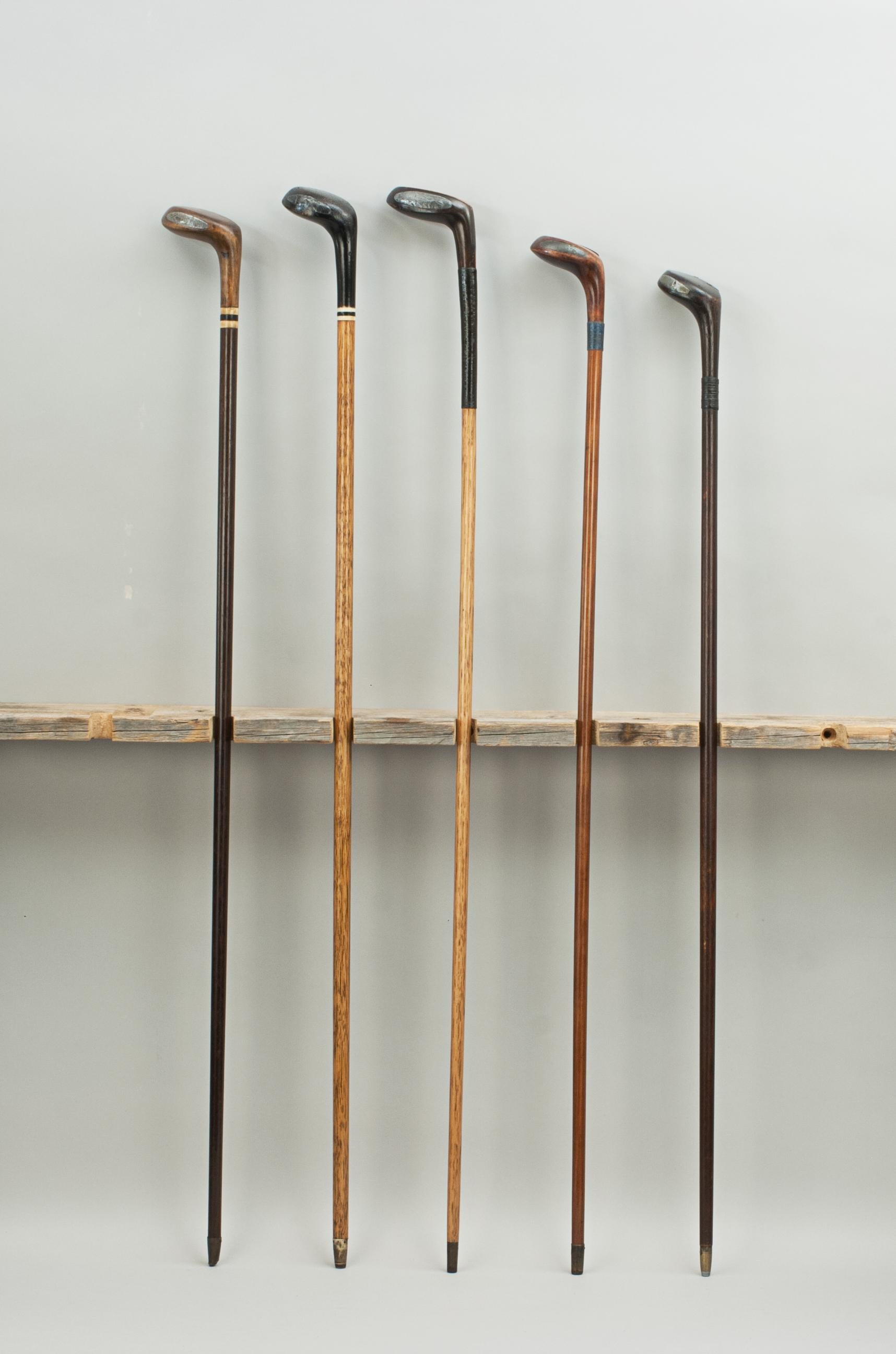Sporting Art Antique Golf Club Walking Stick Collection of 16 Canes, Sunday Clubs