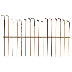 Antique Golf Club Walking Stick Collection of 16 Canes, Sunday Clubs