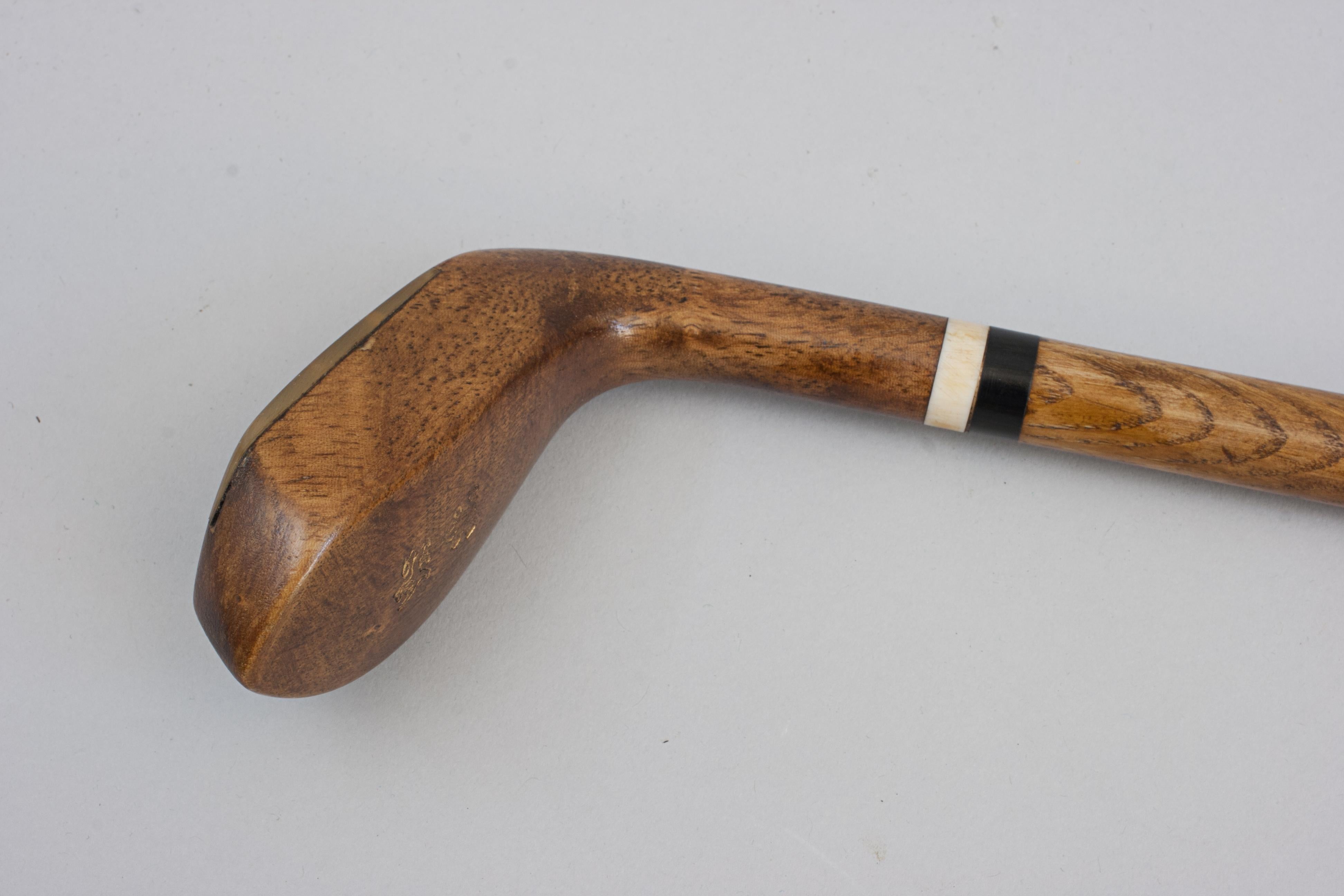 Hickory Antique Golf Club Walking Stick, Sunday Club. For Sale