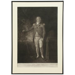 Gravure de golf ancienne Henry Callender ESQ, Mezzotint