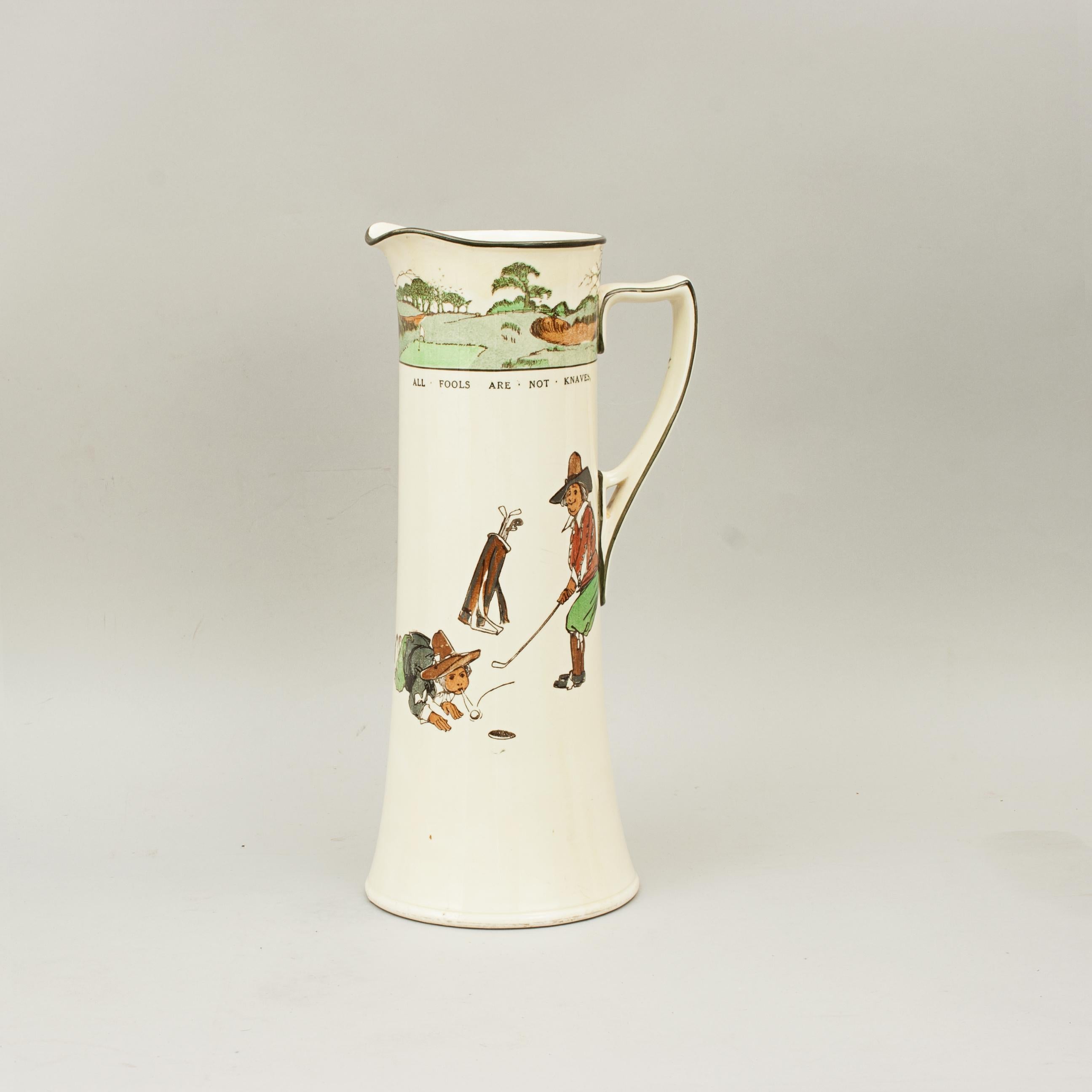 British Antique Golf Jug. Royal Doulton Series Ware Golf Jug, Charles Crombie