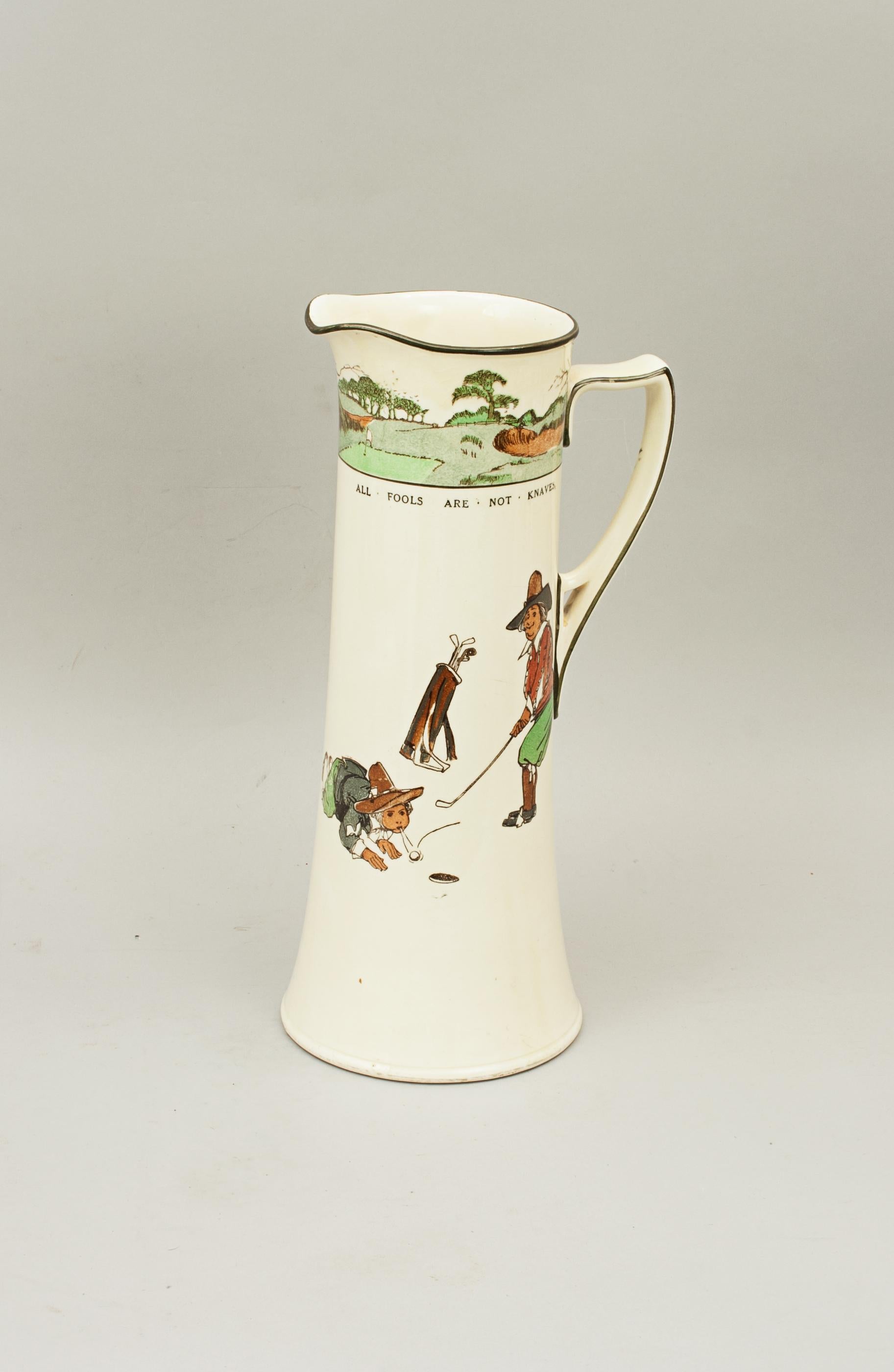 Antique Golf Jug. Royal Doulton Series Ware Golf Jug, Charles Crombie In Good Condition In Oxfordshire, GB