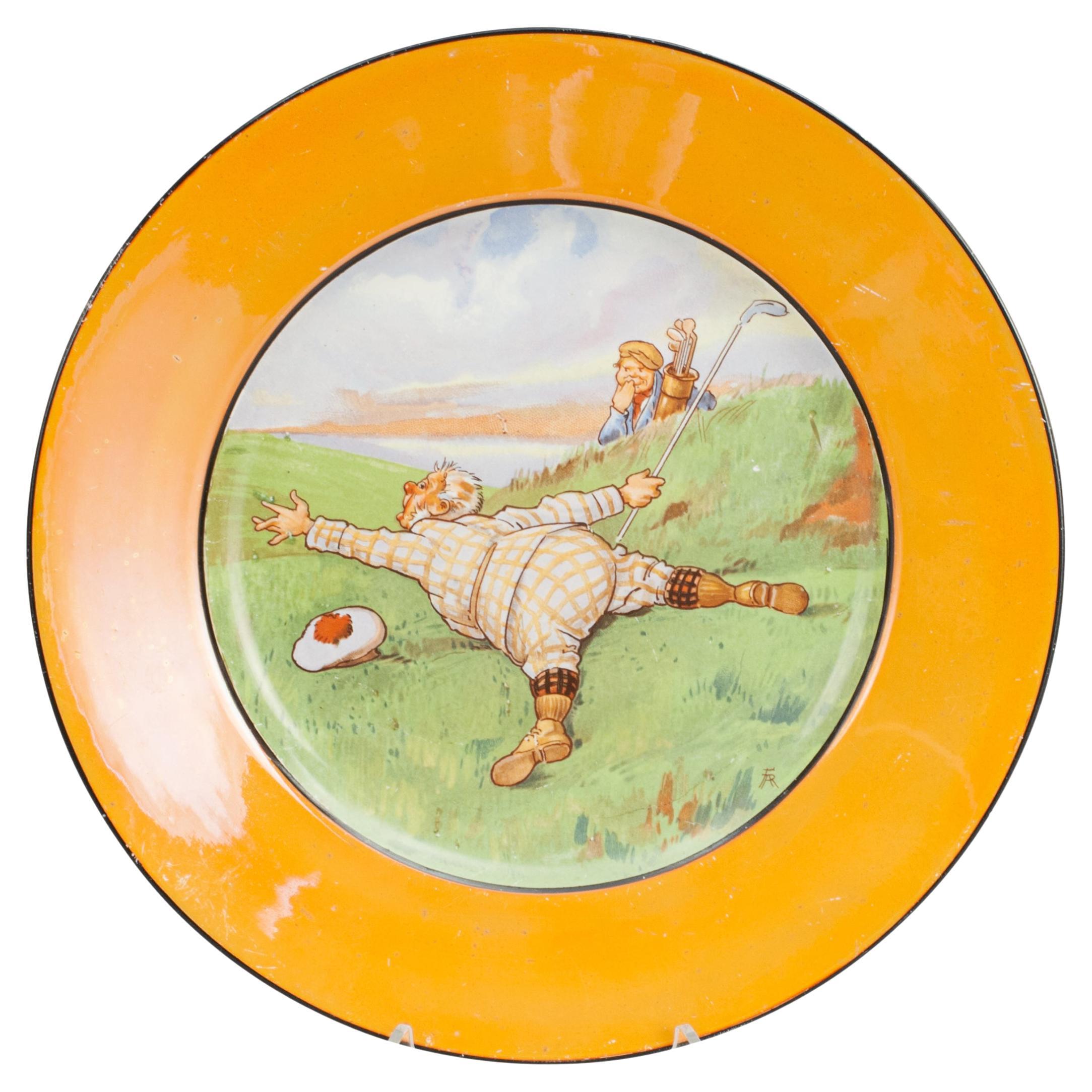 Antique Golf Plate, Royal Winton, Golf Language