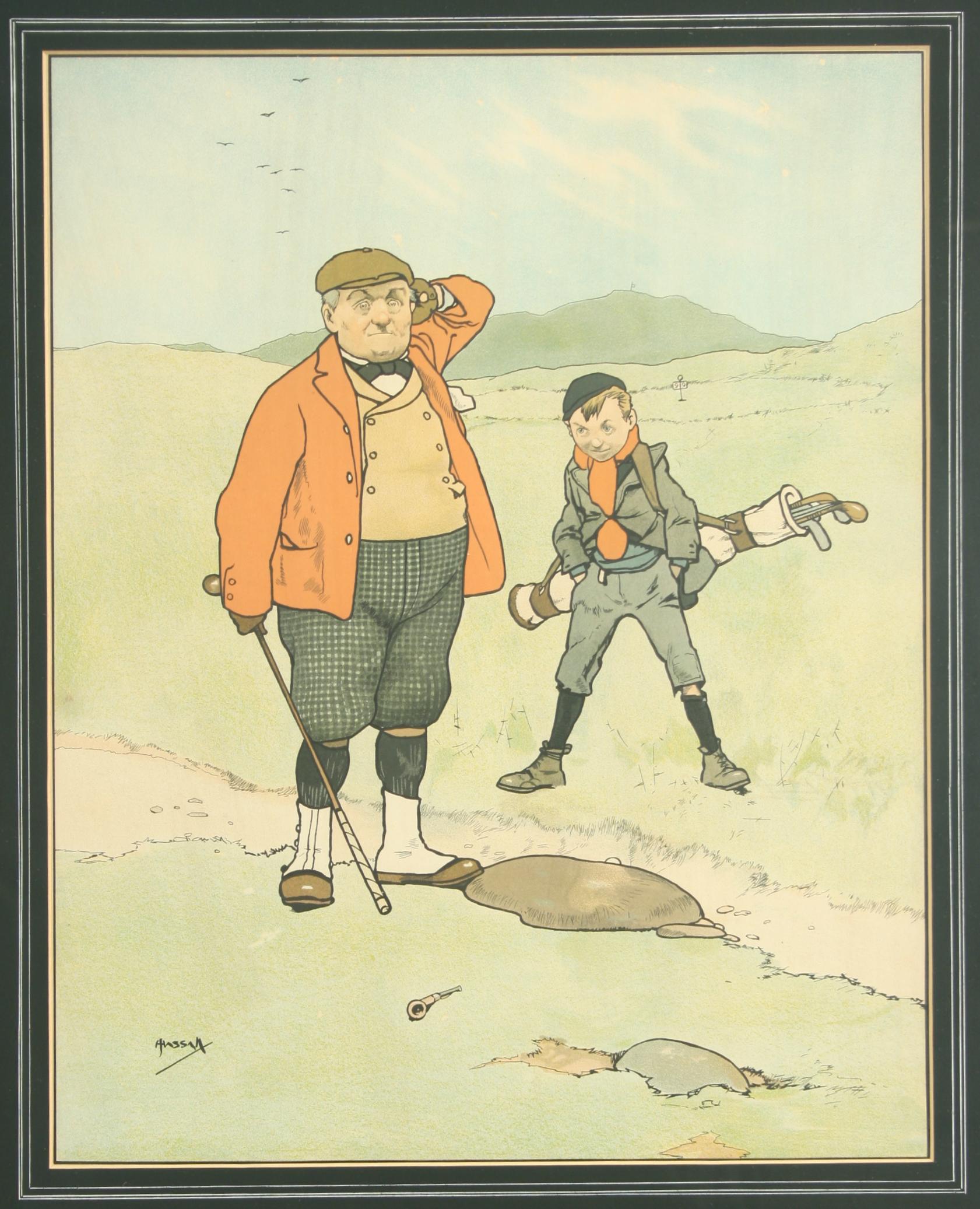 Sporting Art Antique Golf Print 'A Lie'