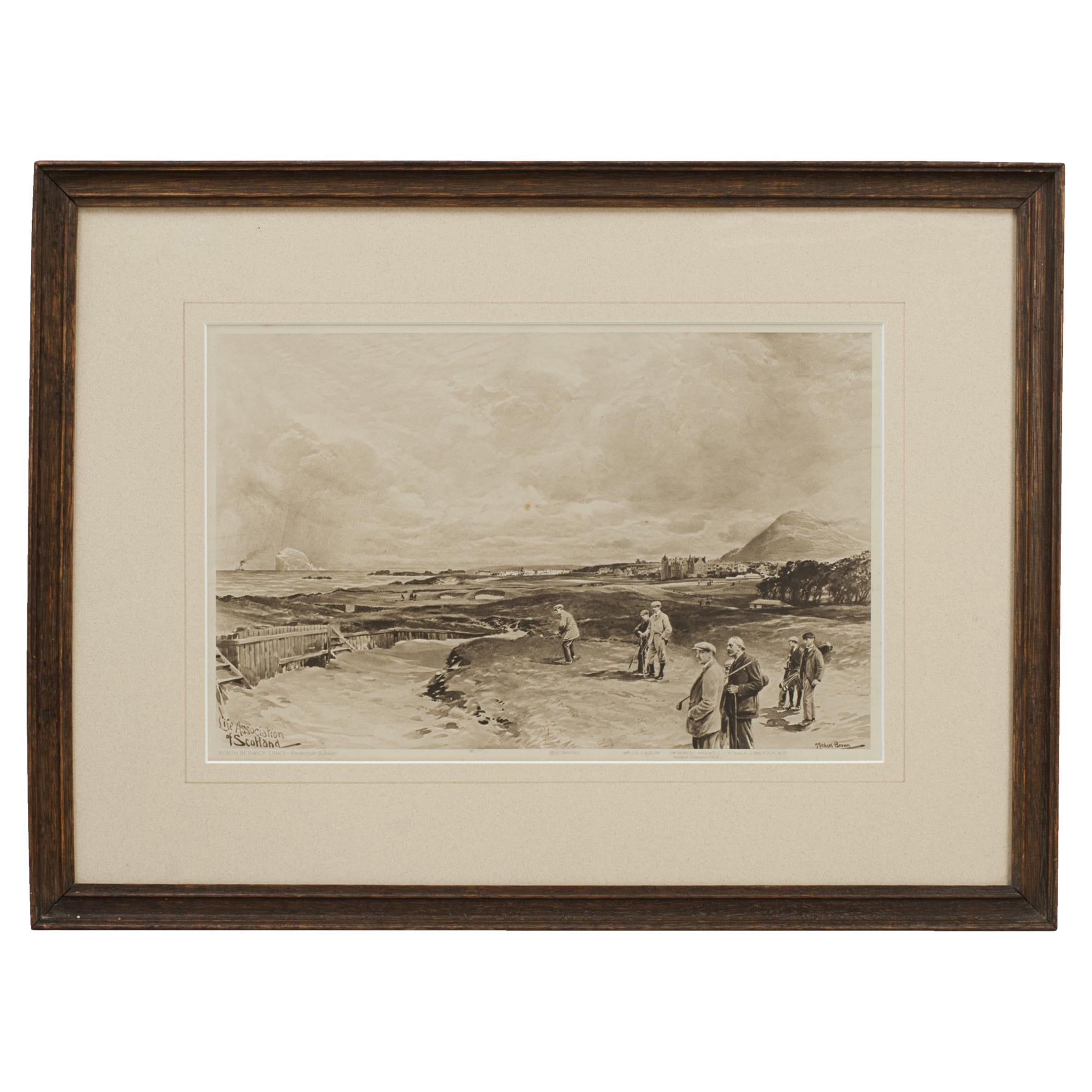 Antique Golf Print, Perfection Bunker, North Berwick.