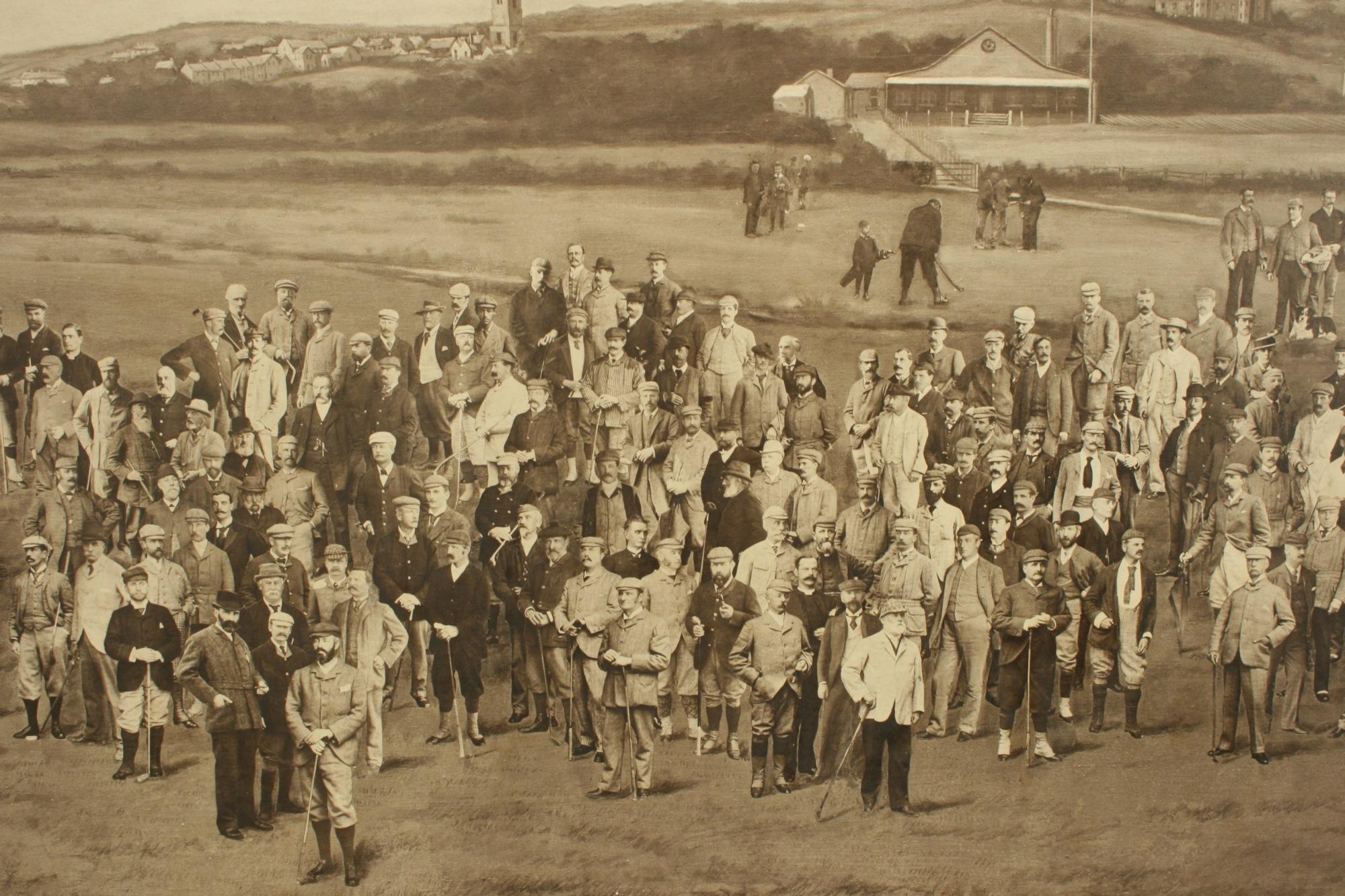 Impresión antigua de golf, Royal North Devon Golf Club, fotograbado de Westward Ho Fines del siglo XIX en venta