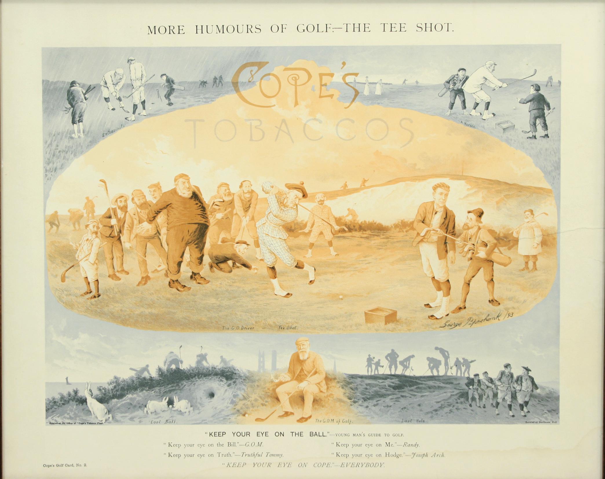 Antique Golf Print, Tom Morris of St Andrews, Cope's Tobacco In Good Condition In Oxfordshire, GB