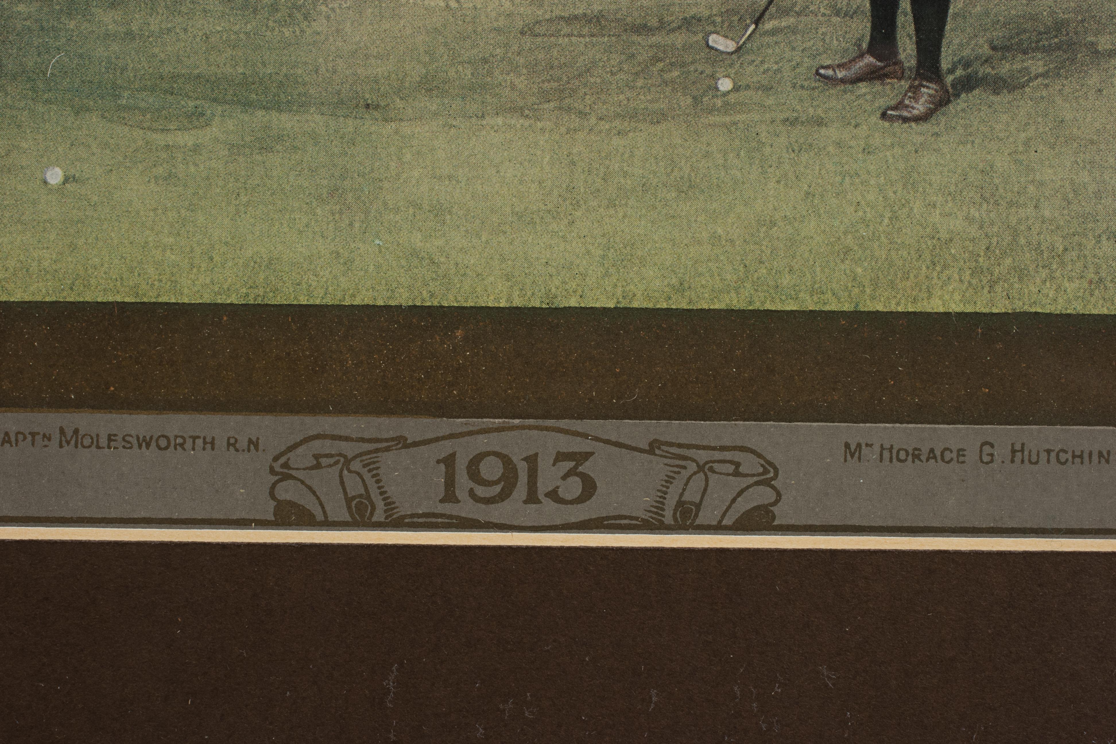 Grabado antiguo de golf, Westward Ho!, Life Association of Scotland, Michael Brown siglo XX en venta