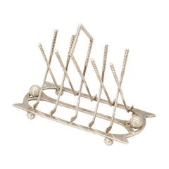 Antique Golf Toast Rack, Silver Plate