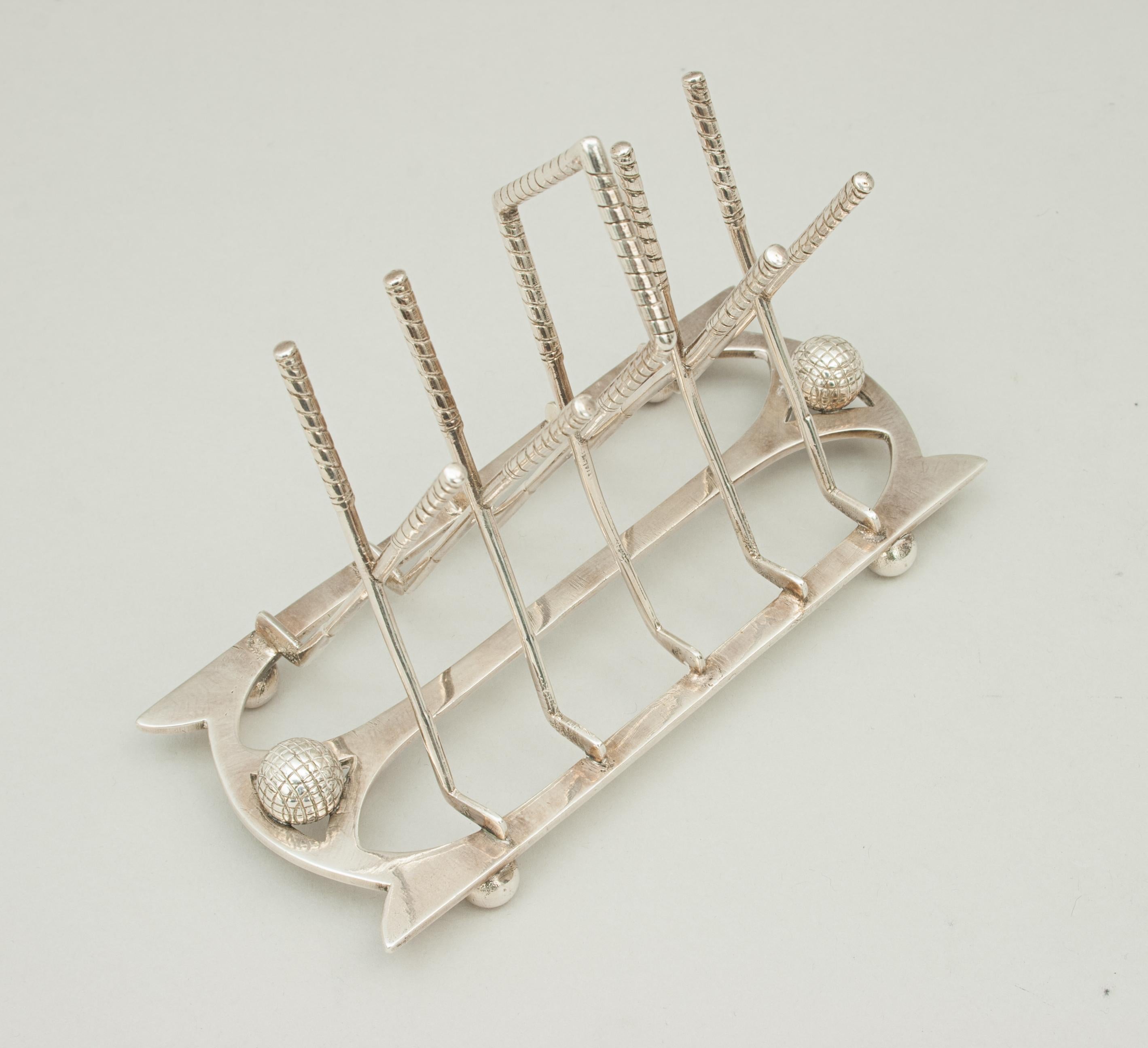 Antique Golf Toast Rack, Silver Plate 2