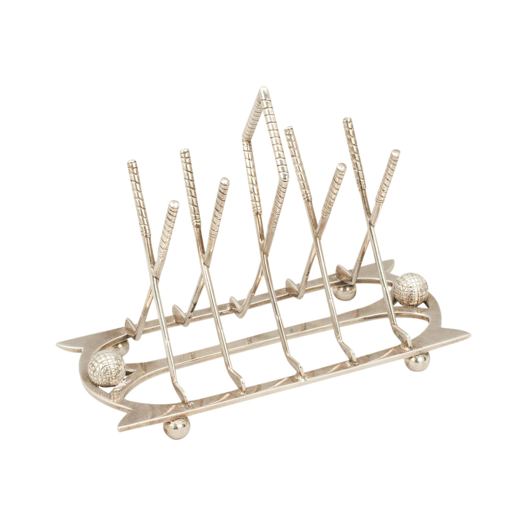 Antique Golf Toast Rack, Silver Plate