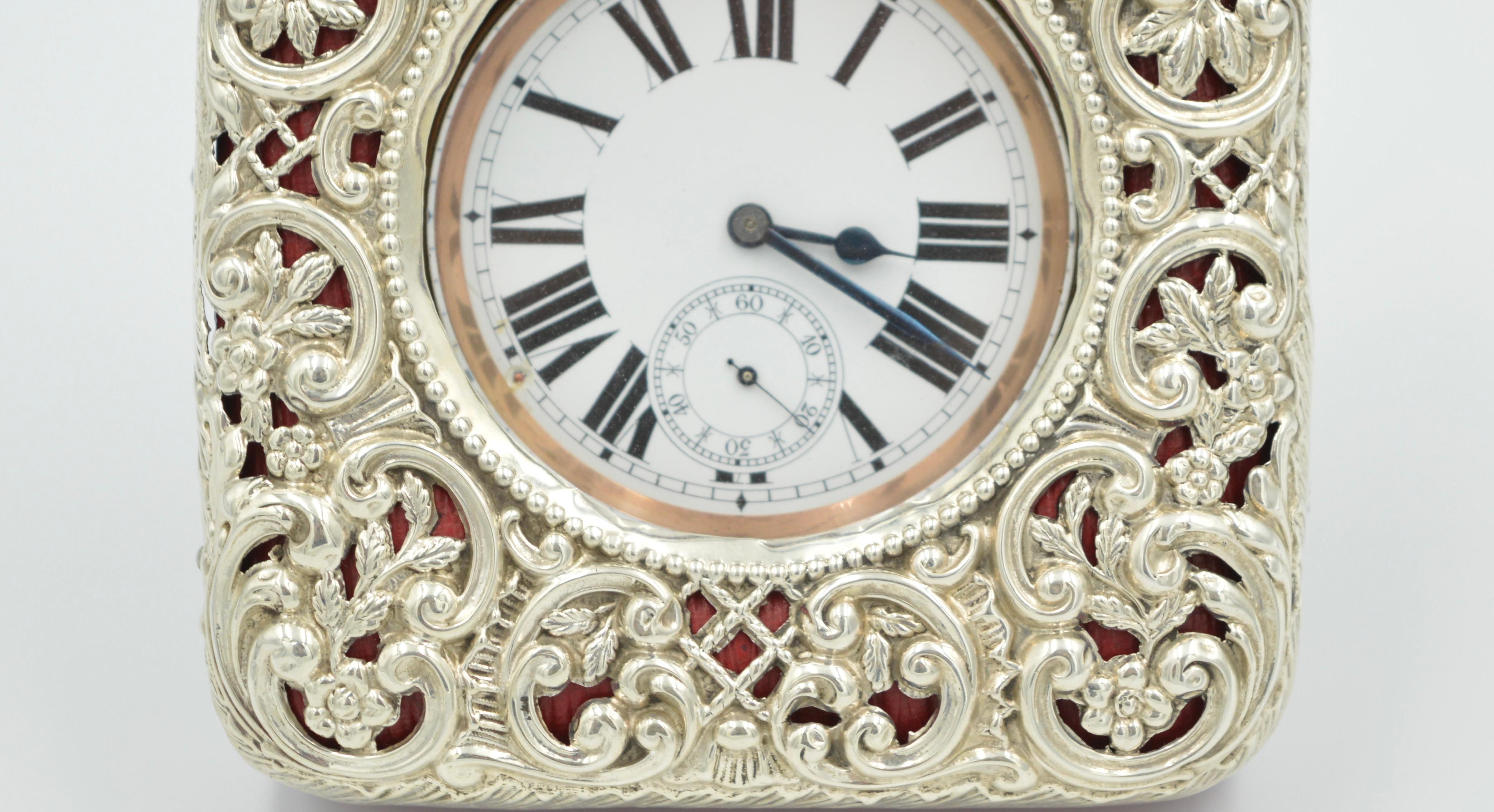 Rococo Revival Antique Goliath pocket travel desk clock