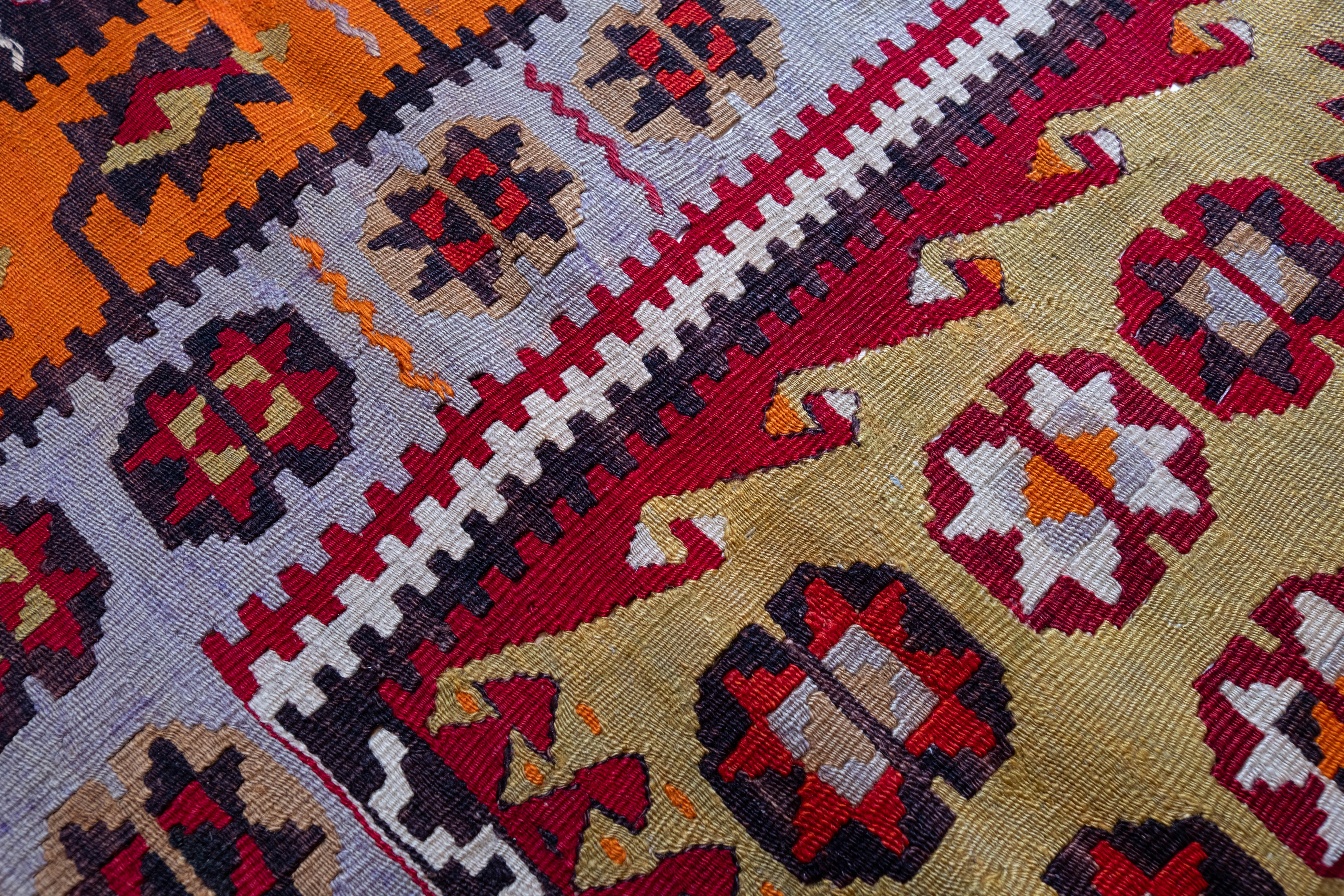 20th Century Antique Gomurgen Kayseri Kilim Rug Wool Old Central Anatolian Turkish Carpet For Sale