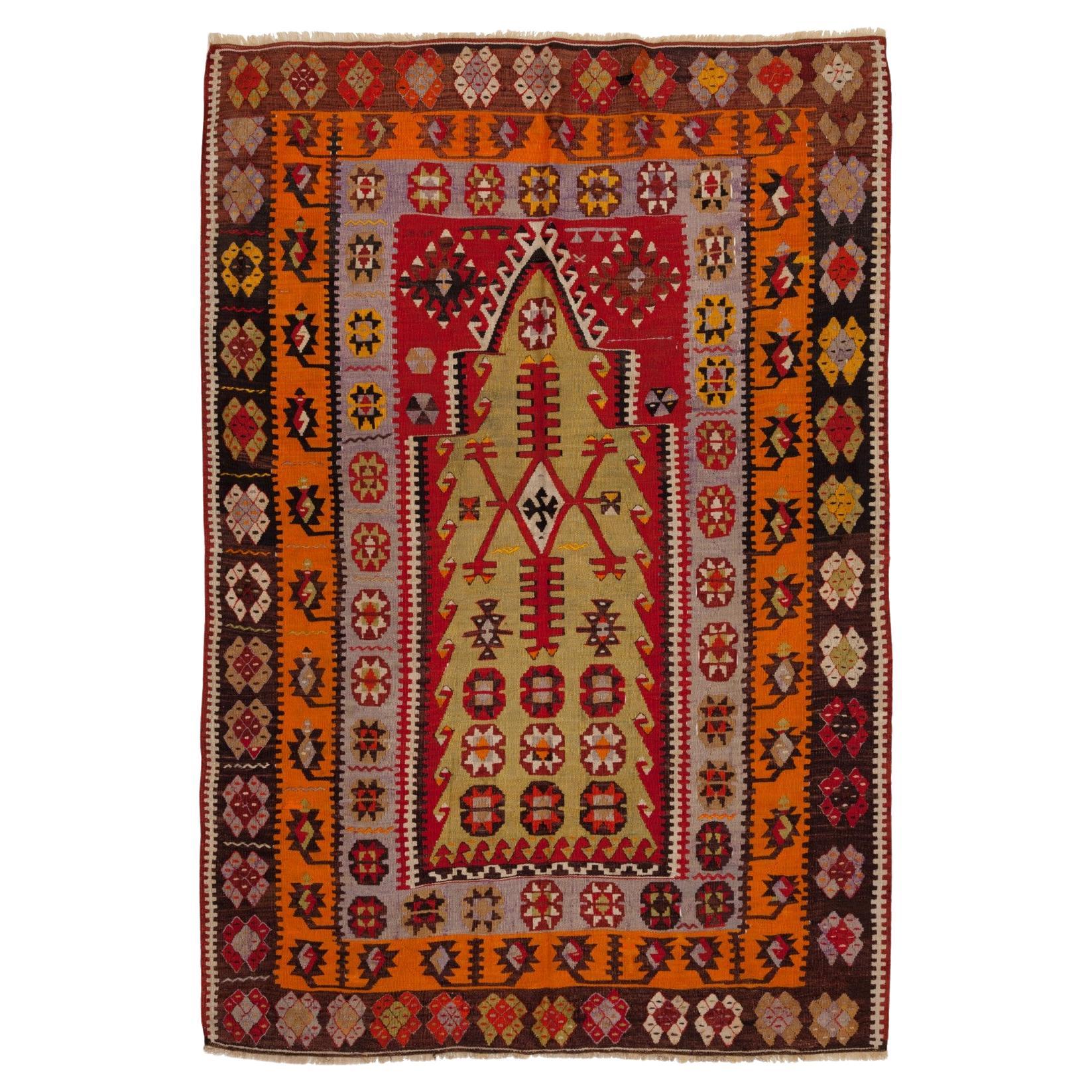 Antique Gomurgen Kayseri Kilim Rug Wool Old Central Anatolian Turkish Carpet